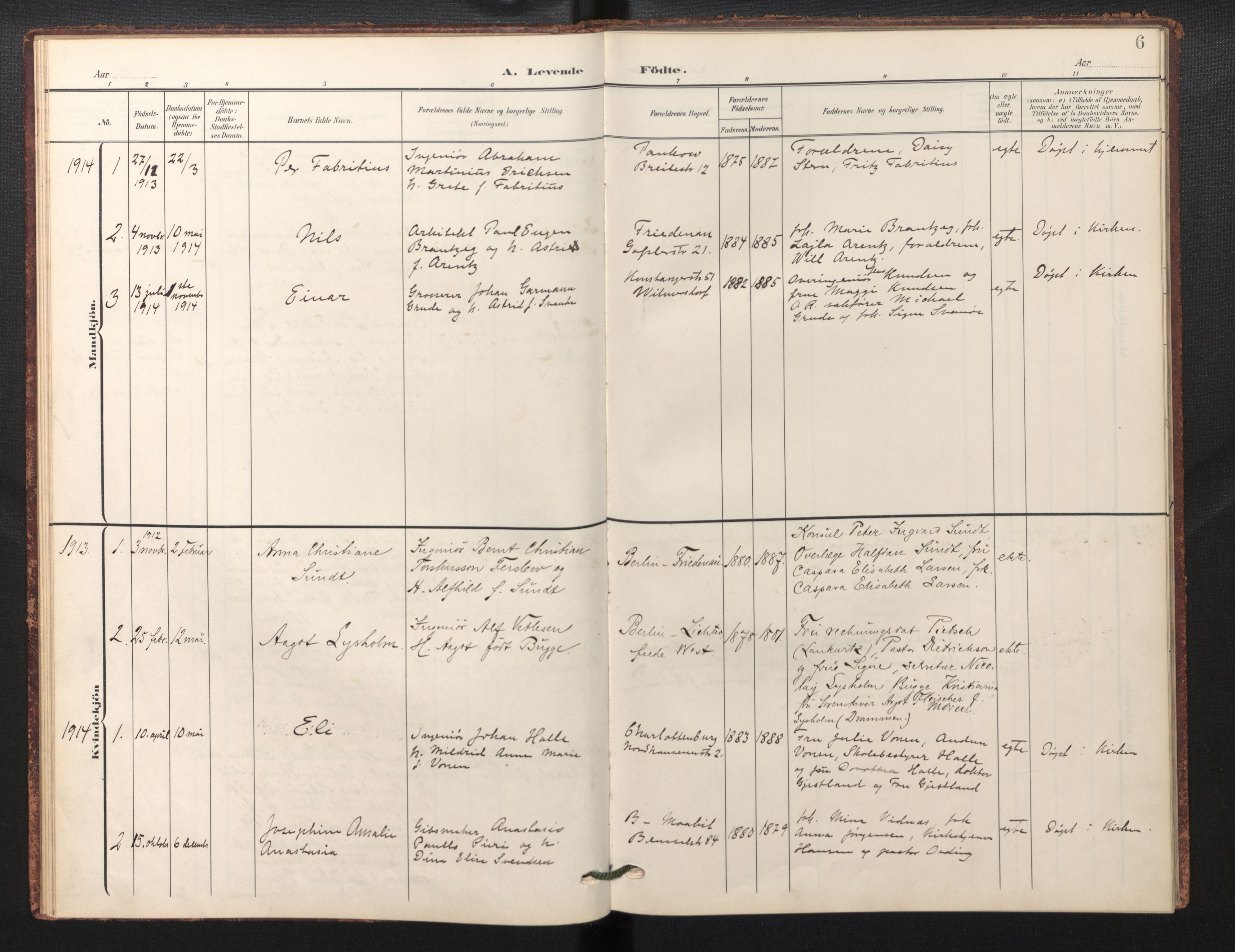 Den norske sjømannsmisjon i utlandet / Berlin, AV/SAB-SAB/PA-0360/H/Ha/L0001: Ministerialbok nr. A 1, 1905-1955, s. 5b-6a