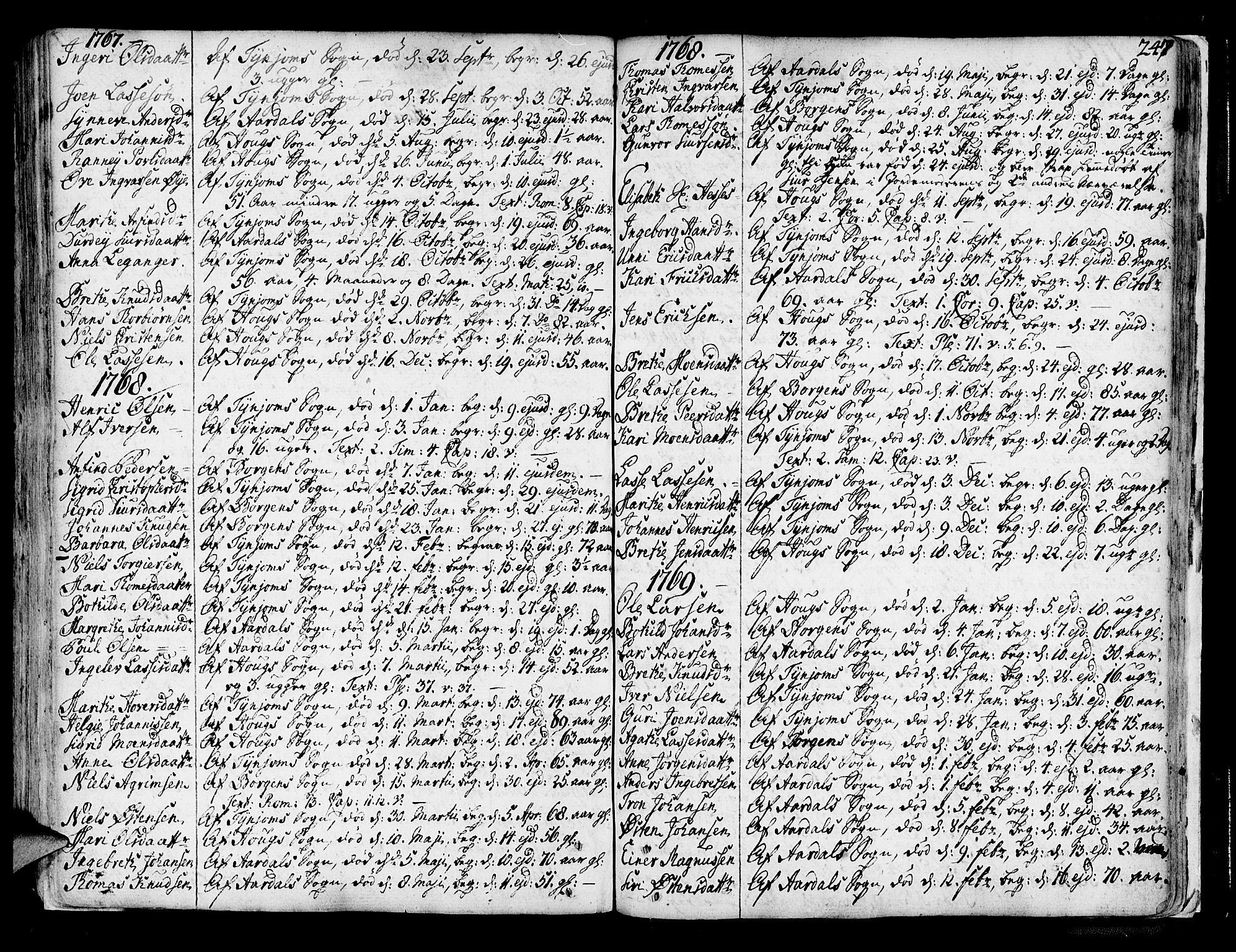 Lærdal sokneprestembete, AV/SAB-A-81201: Ministerialbok nr. A 2, 1752-1782, s. 247