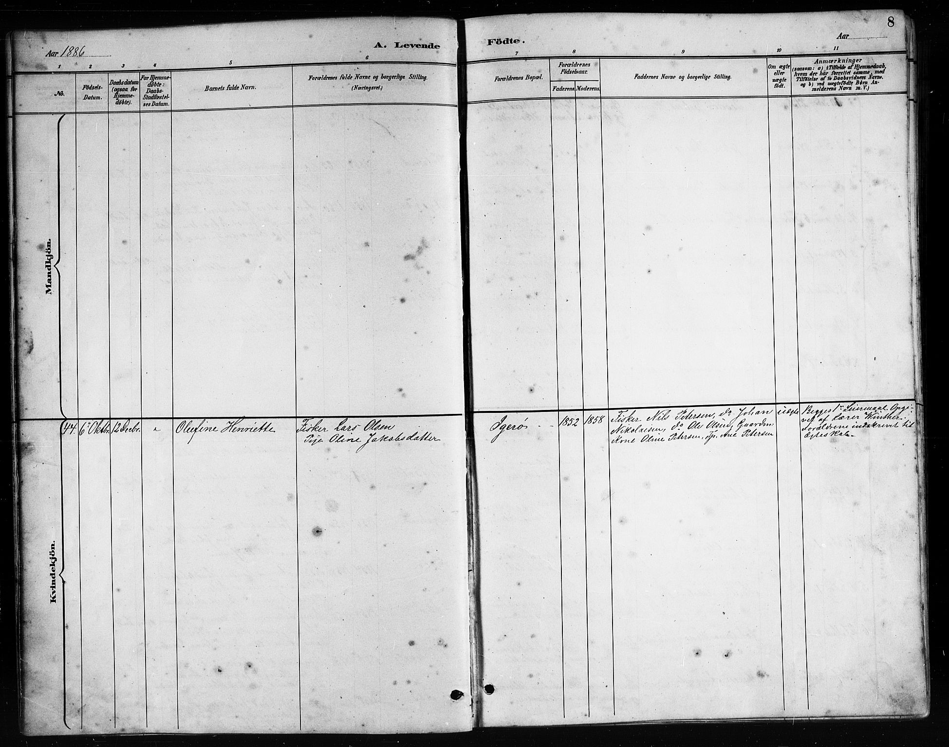 Ministerialprotokoller, klokkerbøker og fødselsregistre - Nordland, AV/SAT-A-1459/816/L0253: Klokkerbok nr. 816C03, 1886-1905, s. 8