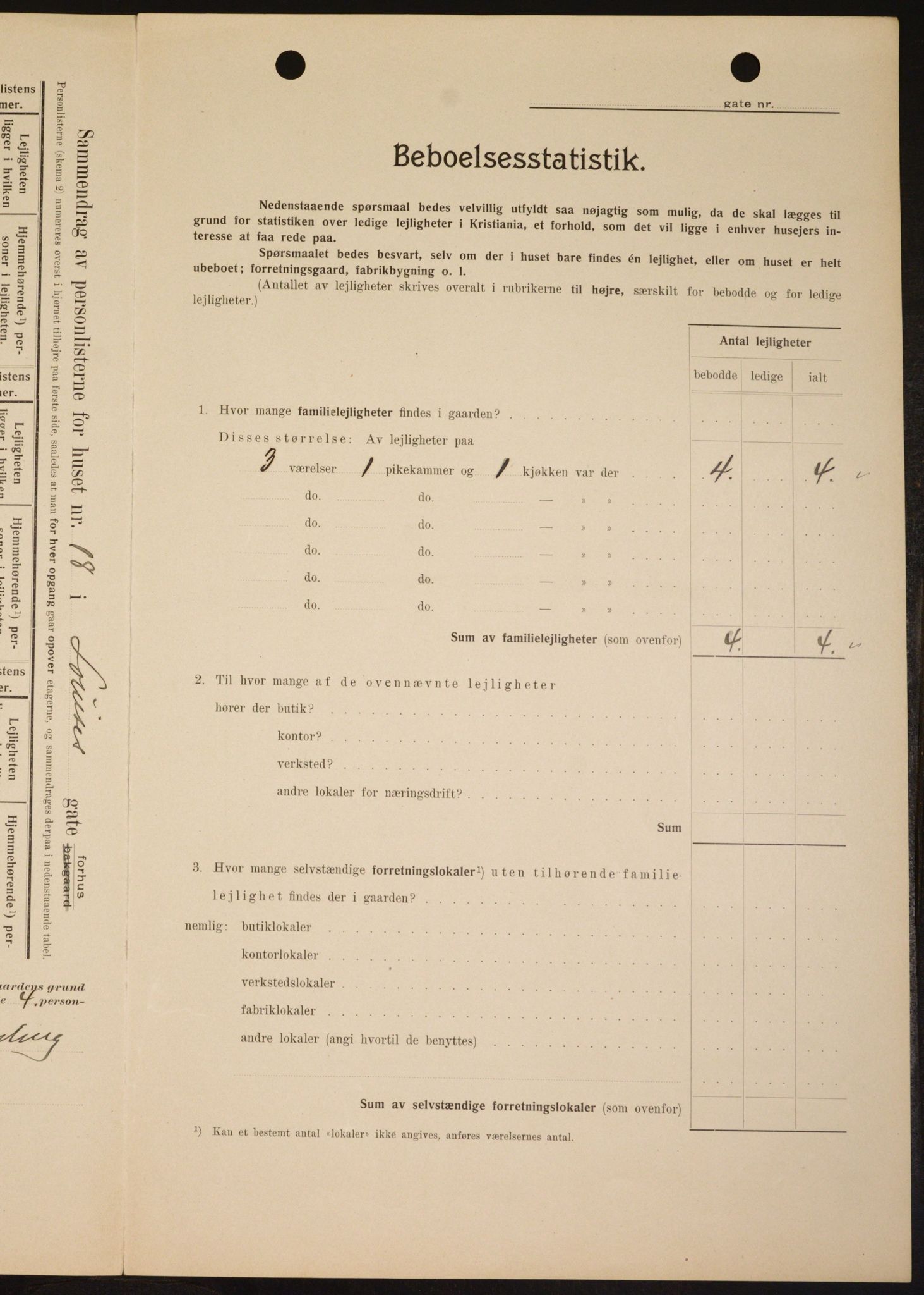 OBA, Kommunal folketelling 1.2.1909 for Kristiania kjøpstad, 1909, s. 53092