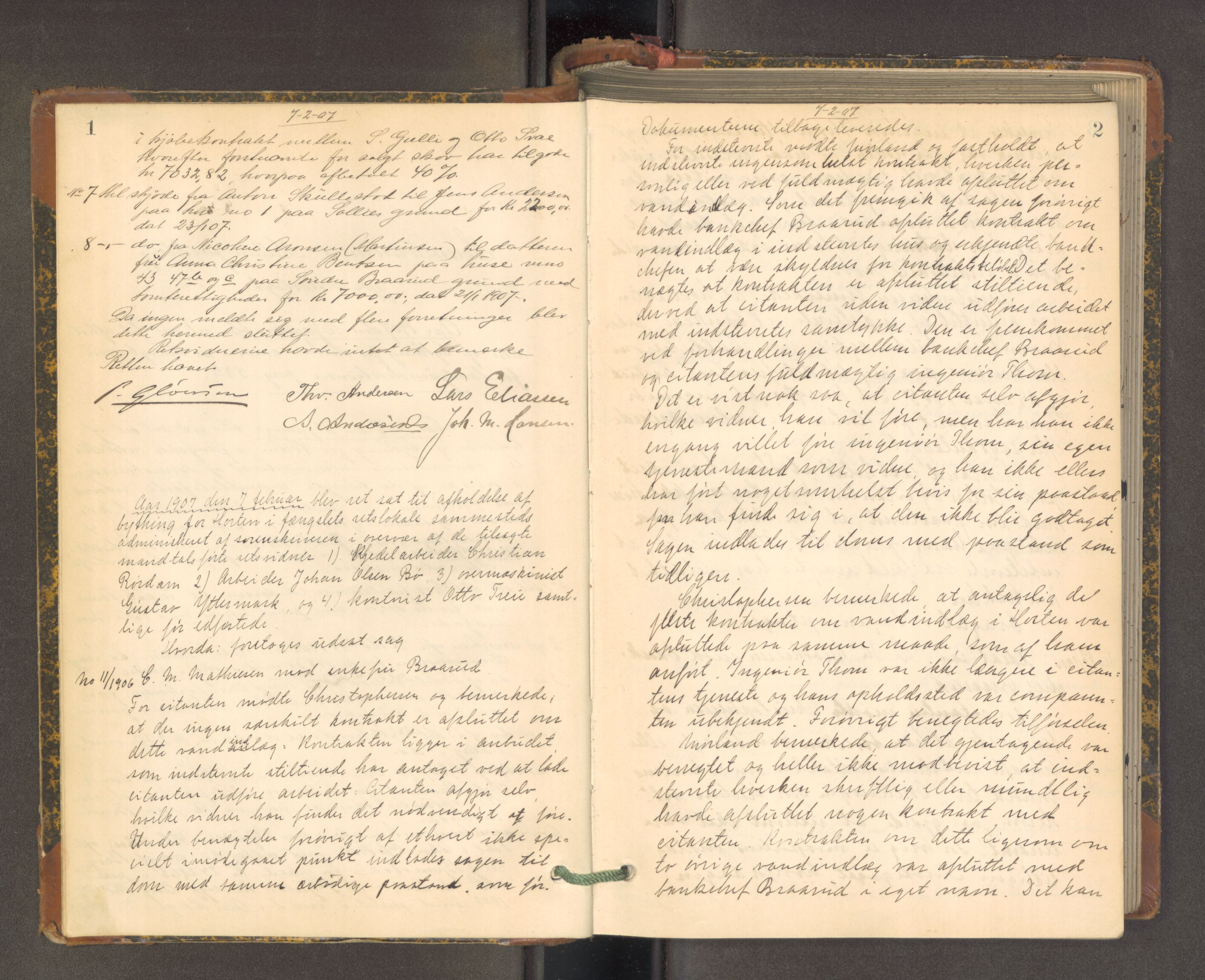 Mellom Jarlsberg sorenskriveri, AV/SAKO-A-132/F/Fa/Fab/L0001: Tingbok, Horten, 1907-1914, s. 1-2