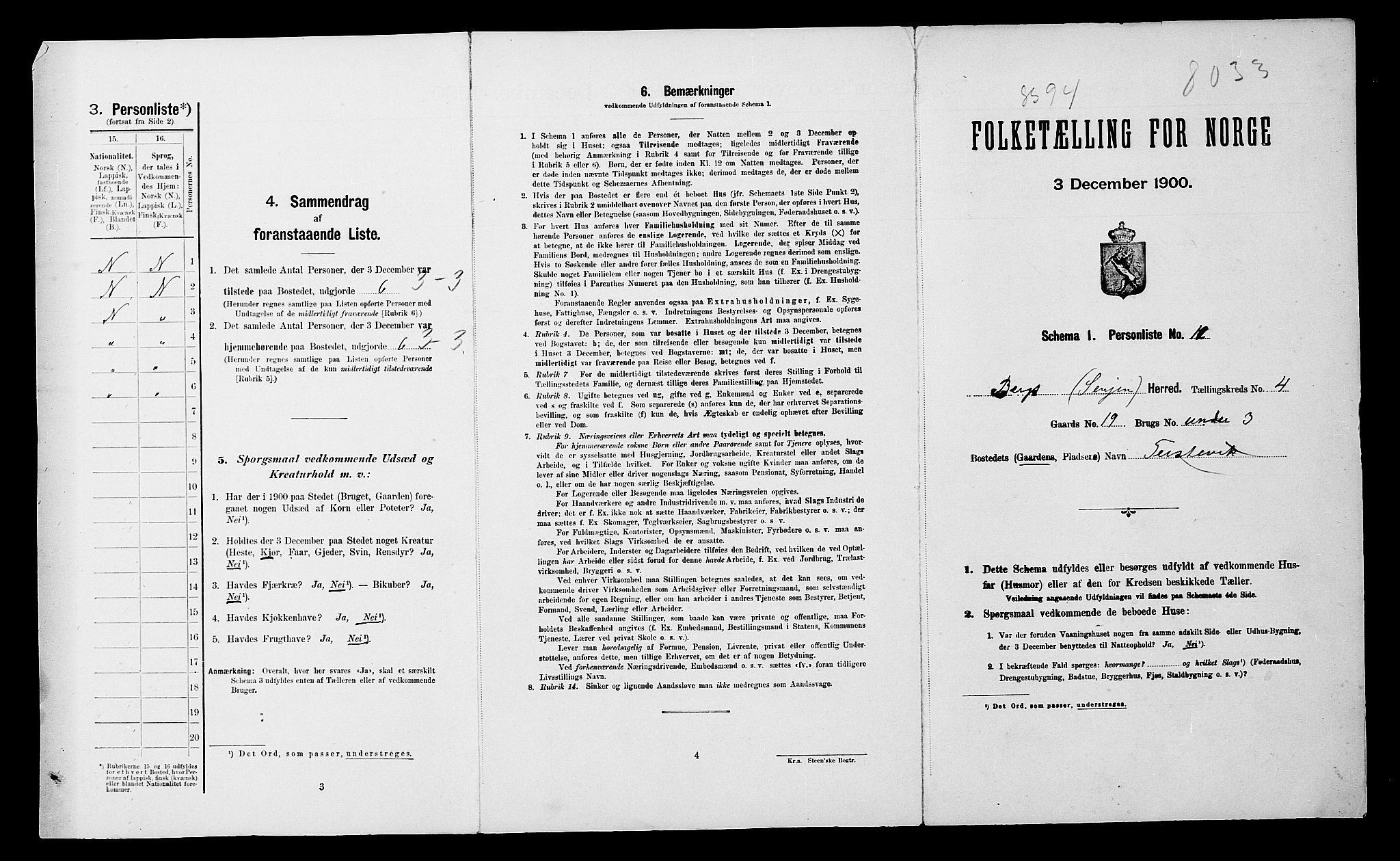 SATØ, Folketelling 1900 for 1929 Berg herred, 1900, s. 22