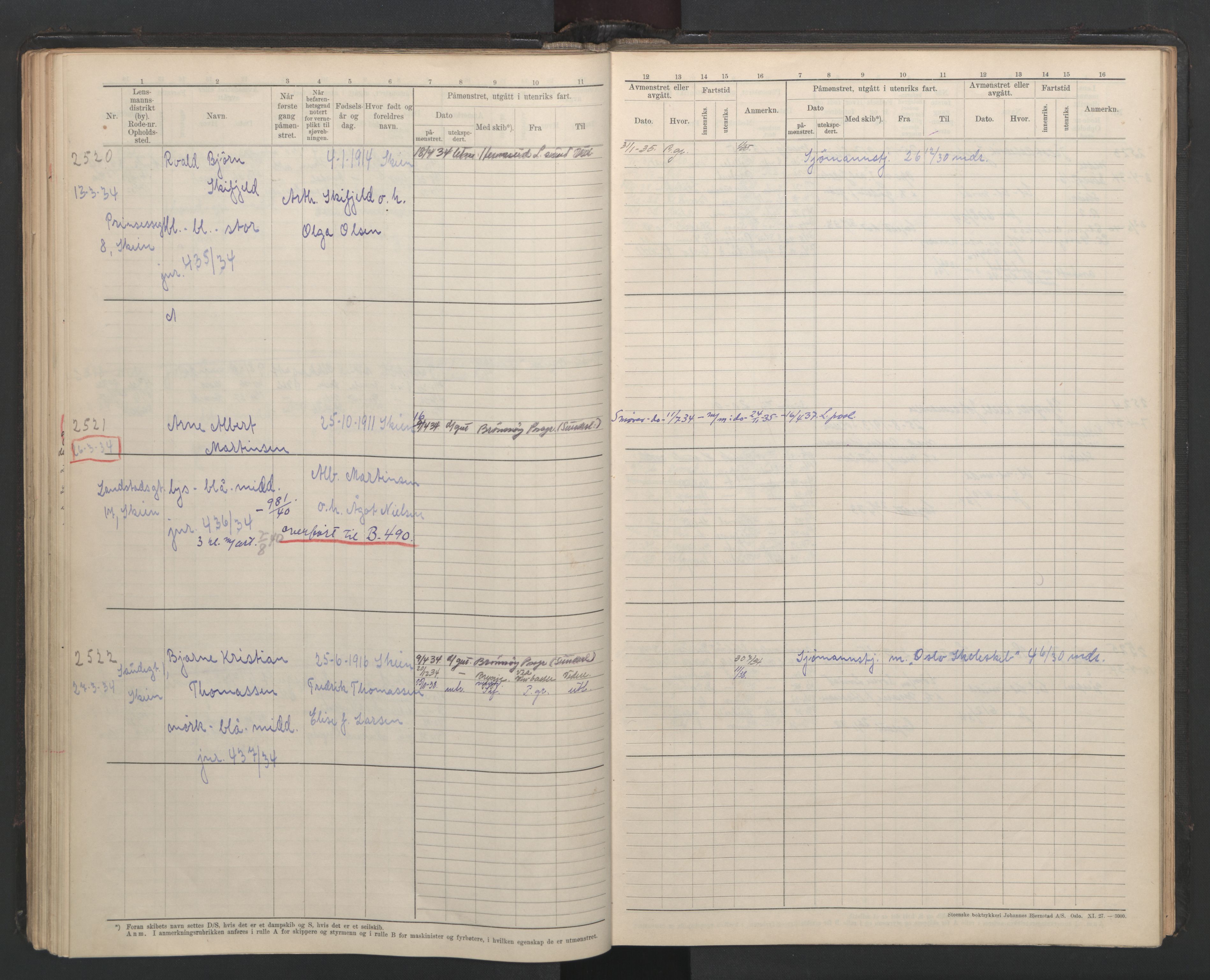 Skien innrulleringskontor, AV/SAKO-A-832/F/Fb/L0008: Hovedrulle, 1927-1948, s. 101