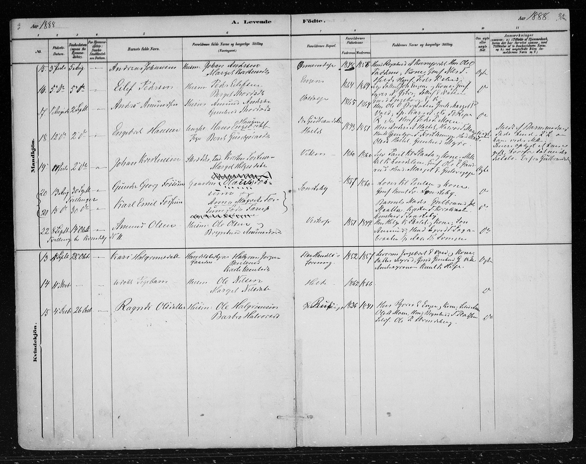 Nes kirkebøker, AV/SAKO-A-236/F/Fa/L0012: Ministerialbok nr. 12, 1881-1917, s. 30