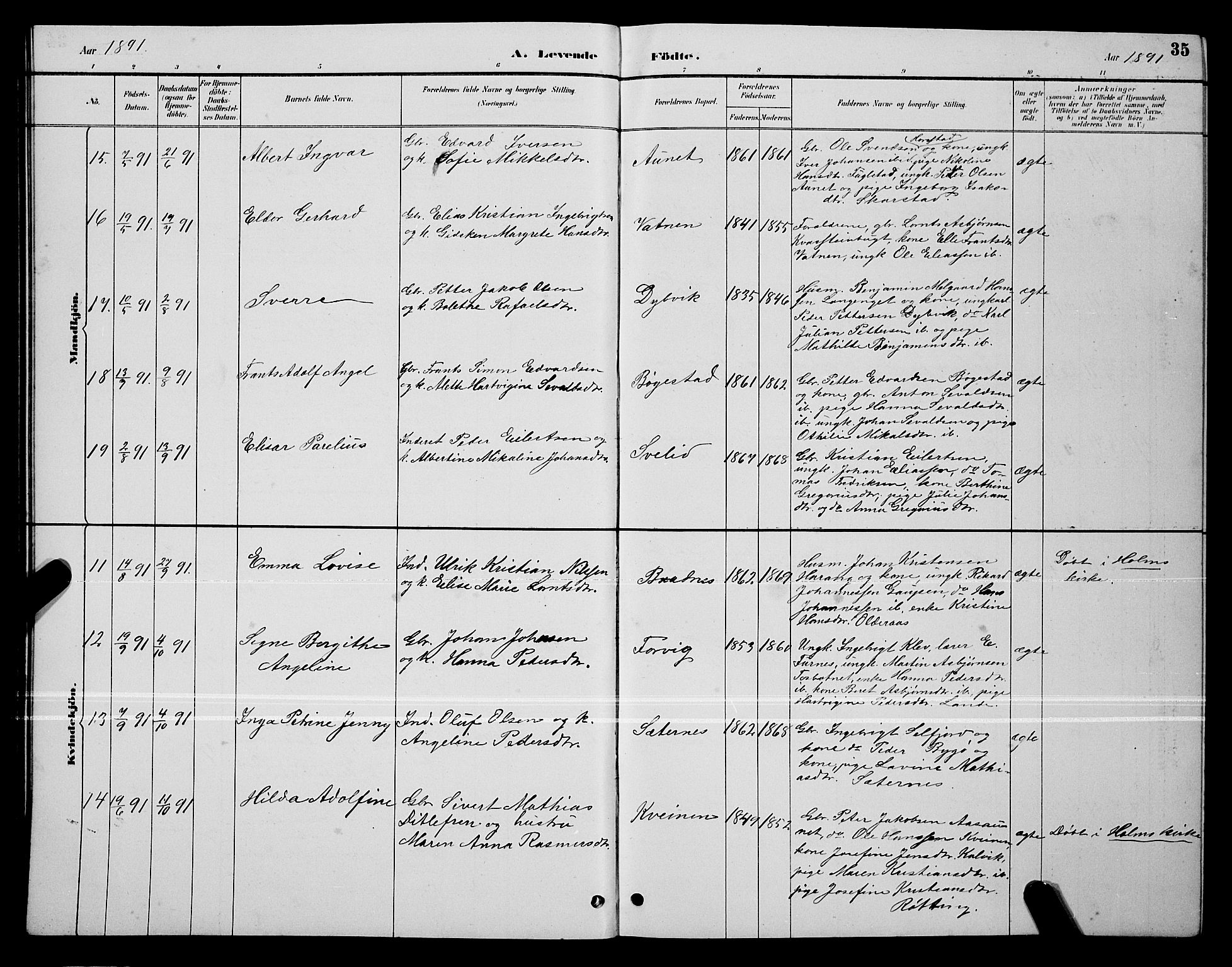 Ministerialprotokoller, klokkerbøker og fødselsregistre - Nordland, SAT/A-1459/810/L0160: Klokkerbok nr. 810C03, 1884-1896, s. 35