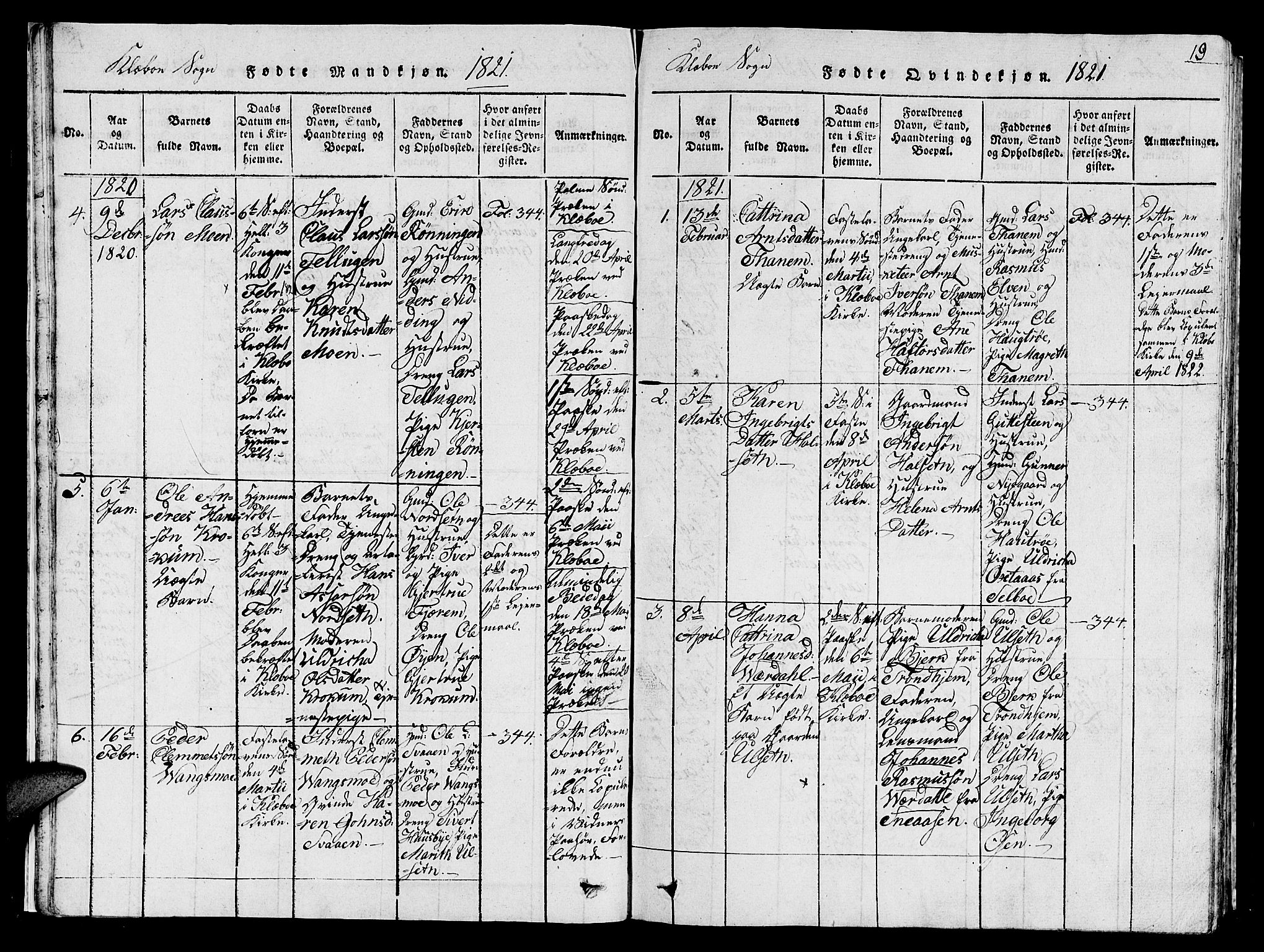 Ministerialprotokoller, klokkerbøker og fødselsregistre - Sør-Trøndelag, AV/SAT-A-1456/618/L0450: Klokkerbok nr. 618C01, 1816-1865, s. 19