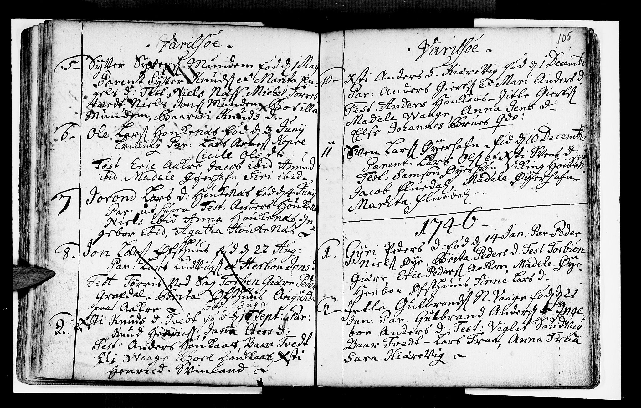 Strandebarm sokneprestembete, SAB/A-78401/H/Haa: Ministerialbok nr. A 2 /3, 1727-1750, s. 105