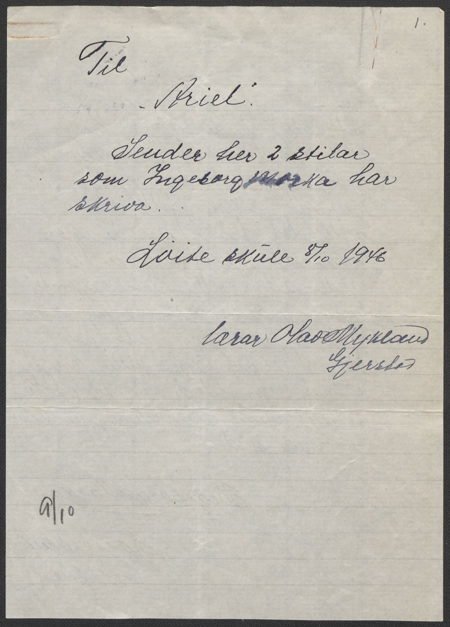 Det norske totalavholdsselskap, AV/RA-PA-0419/E/Eb/L0603: Skolestiler om krigstida (ordnet topografisk etter distrikt og skole), 1946, s. 127