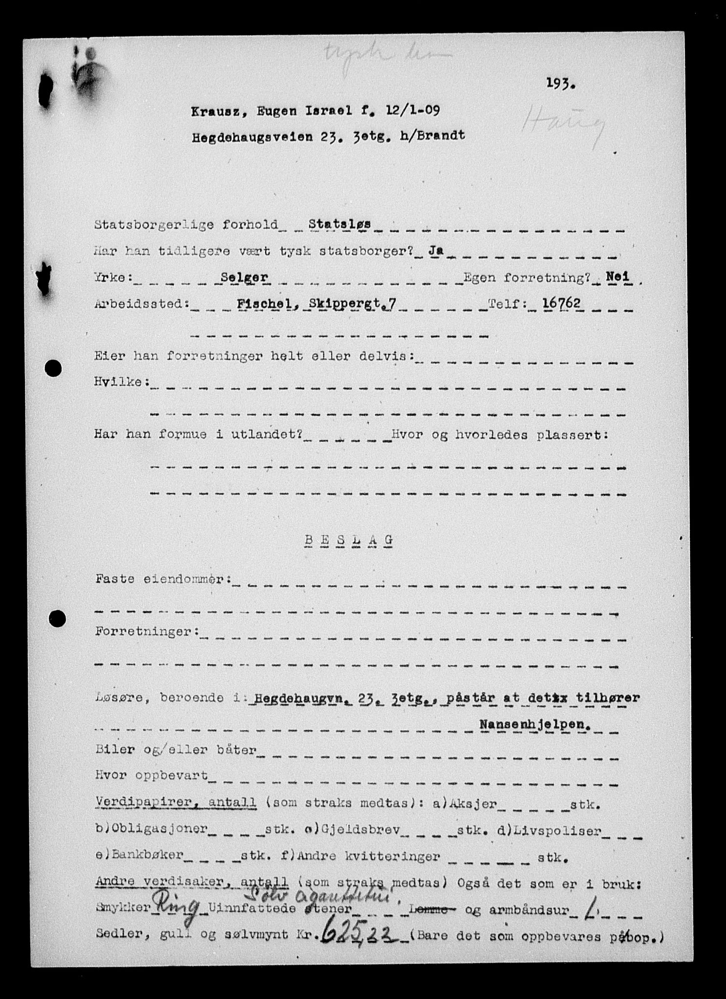 Justisdepartementet, Tilbakeføringskontoret for inndratte formuer, RA/S-1564/H/Hc/Hcc/L0953: --, 1945-1947, s. 60