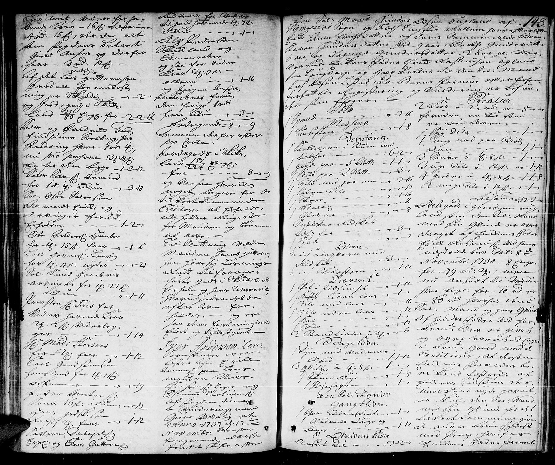 Lister sorenskriveri, AV/SAK-1221-0003/H/Hc/L0025: Skifteprotokoll nr 25 med register, 1737-1739, s. 142b-143a