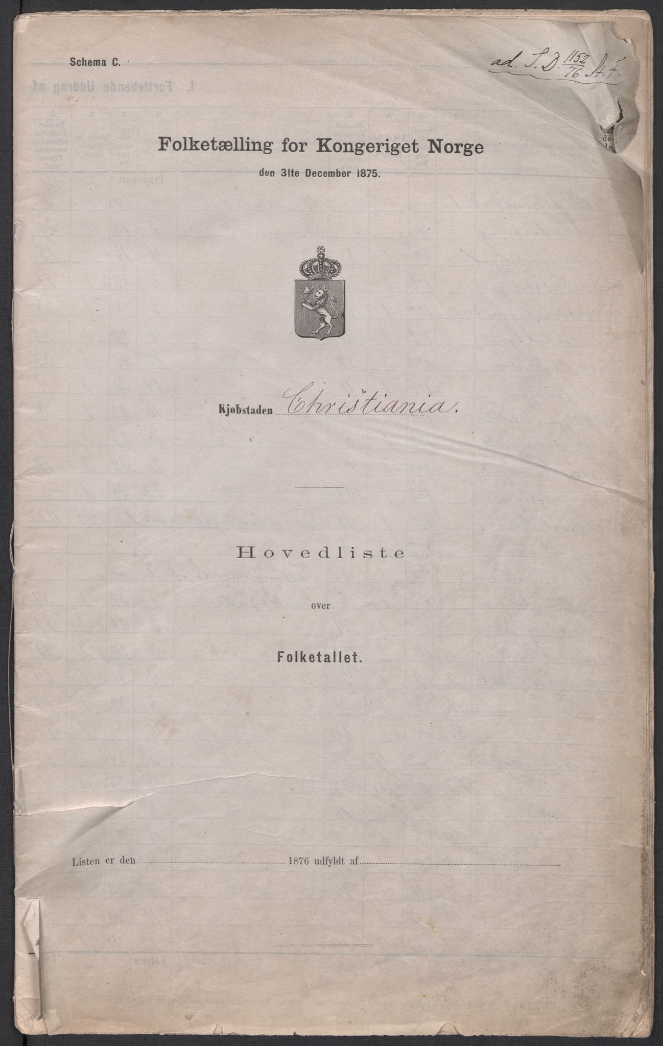 RA, Folketelling 1875 for 0301 Kristiania kjøpstad, 1875, s. 3