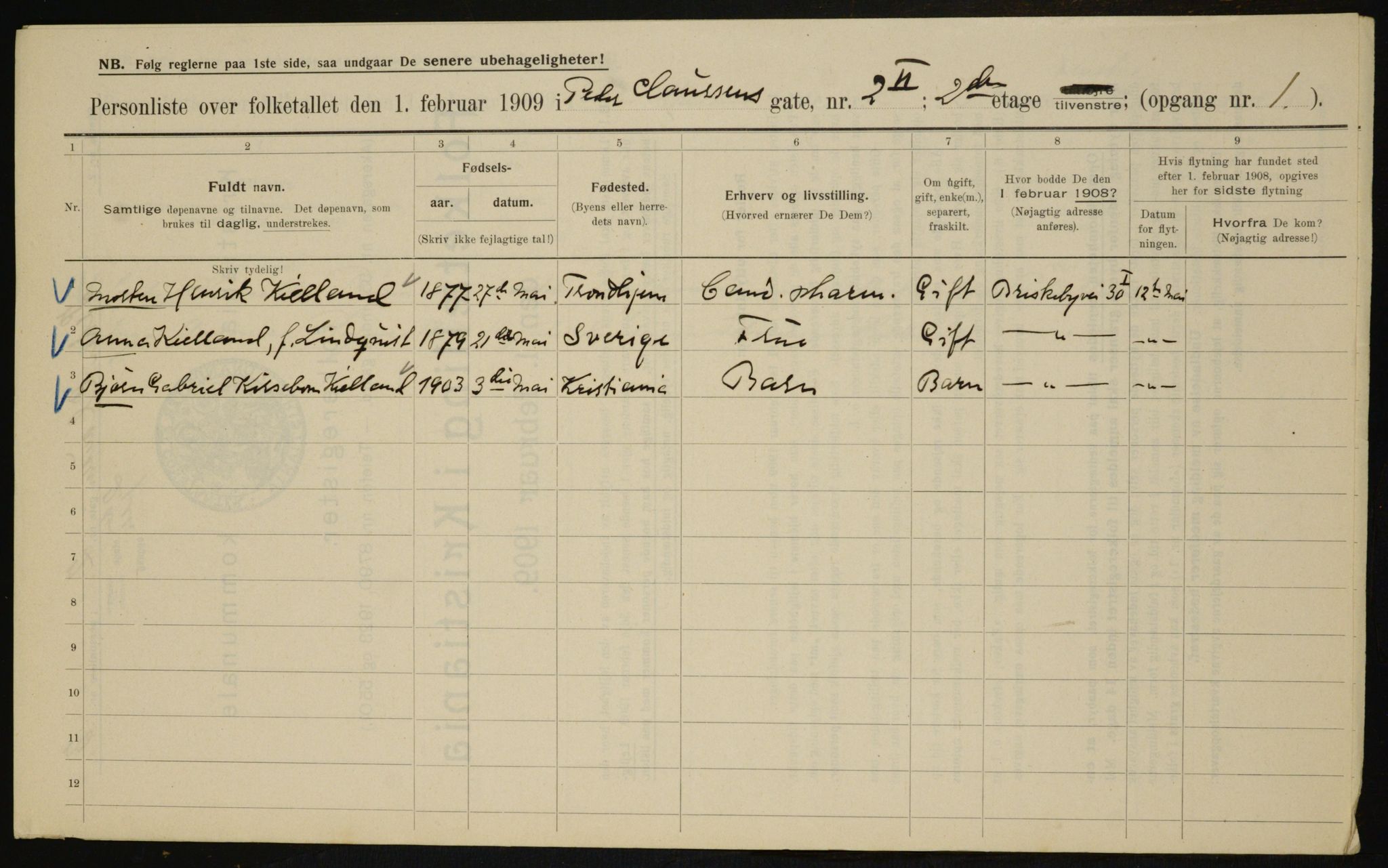 OBA, Kommunal folketelling 1.2.1909 for Kristiania kjøpstad, 1909, s. 71340