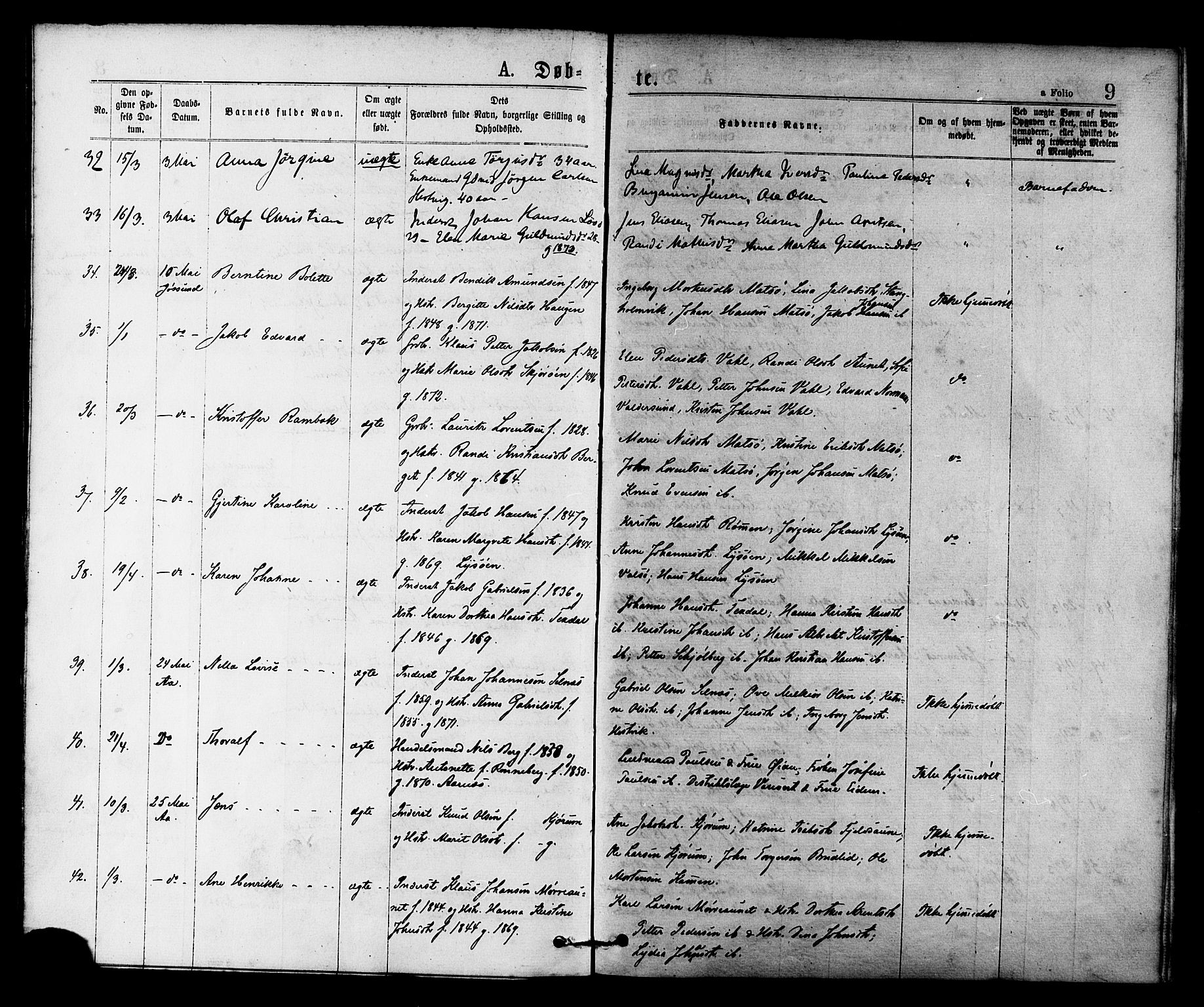 Ministerialprotokoller, klokkerbøker og fødselsregistre - Sør-Trøndelag, SAT/A-1456/655/L0679: Ministerialbok nr. 655A08, 1873-1879, s. 9