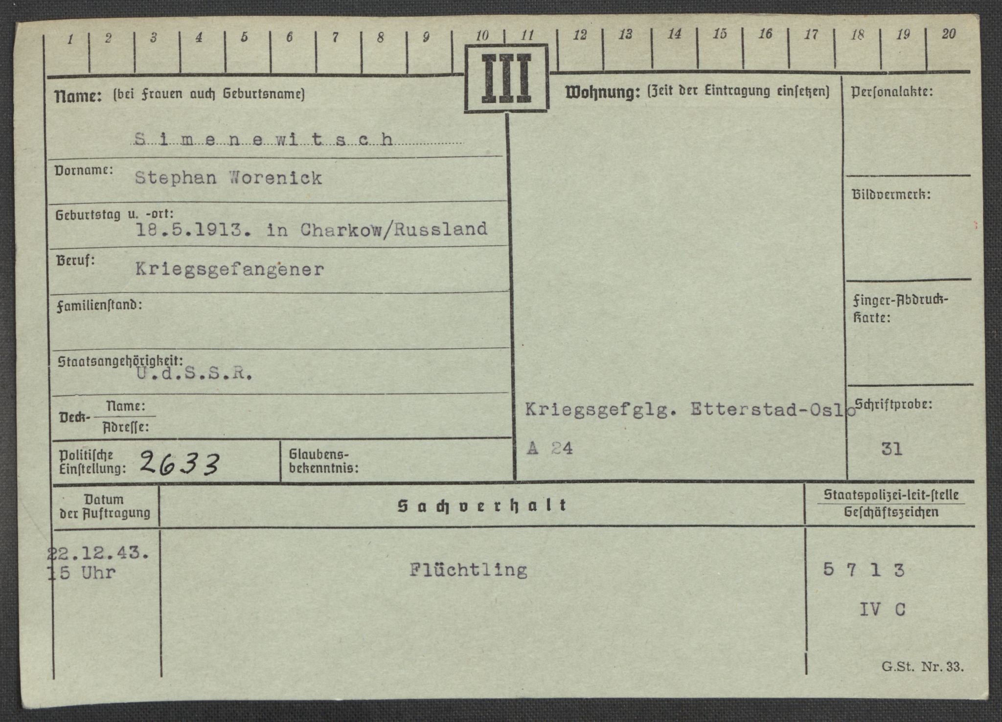 Befehlshaber der Sicherheitspolizei und des SD, AV/RA-RAFA-5969/E/Ea/Eaa/L0009: Register over norske fanger i Møllergata 19: Ru-Sy, 1940-1945, s. 648