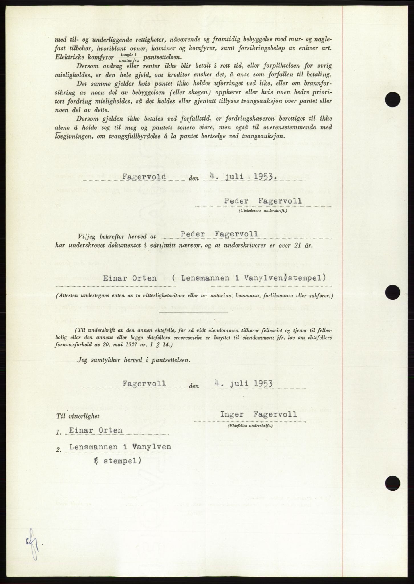 Søre Sunnmøre sorenskriveri, AV/SAT-A-4122/1/2/2C/L0123: Pantebok nr. 11B, 1953-1953, Dagboknr: 1708/1953