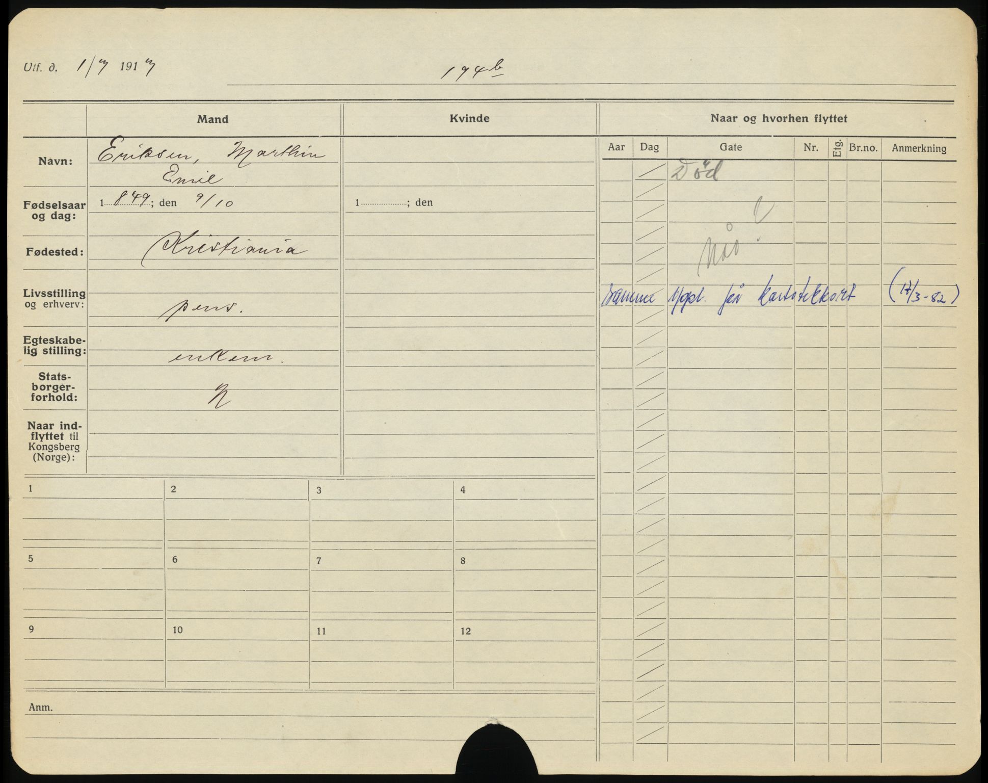 Kongsberg folkeregister, AV/SAKO-A-145/H/Ha/L0003: Døde, 1917-1940