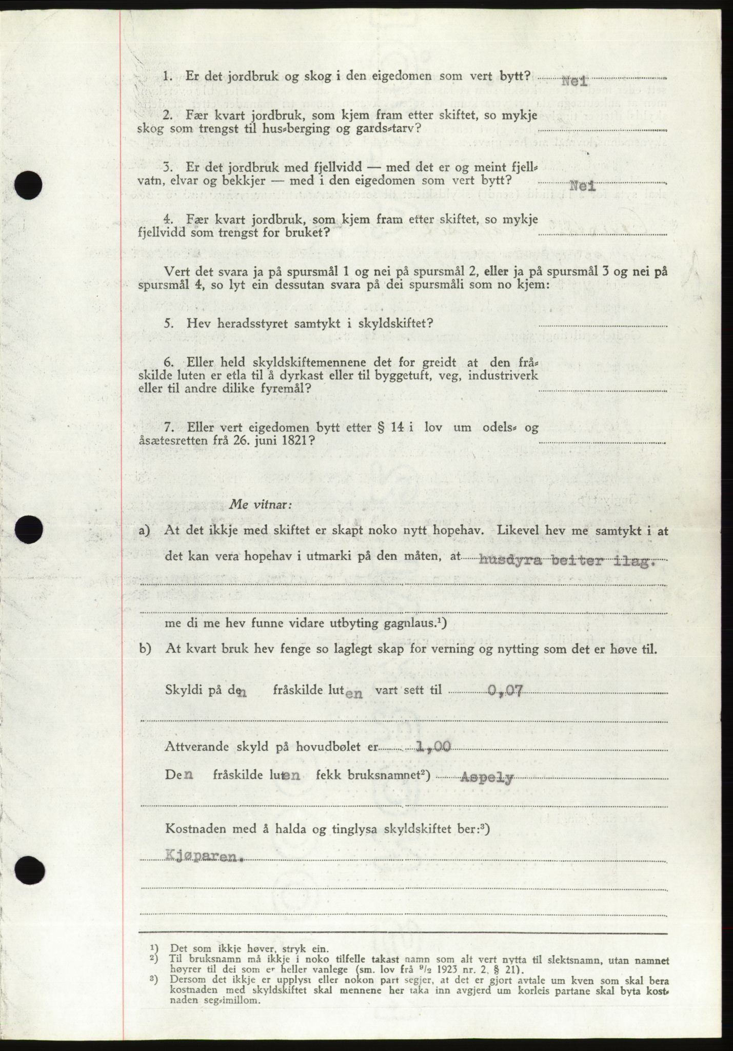 Søre Sunnmøre sorenskriveri, AV/SAT-A-4122/1/2/2C/L0076: Pantebok nr. 2A, 1943-1944, Dagboknr: 821/1944