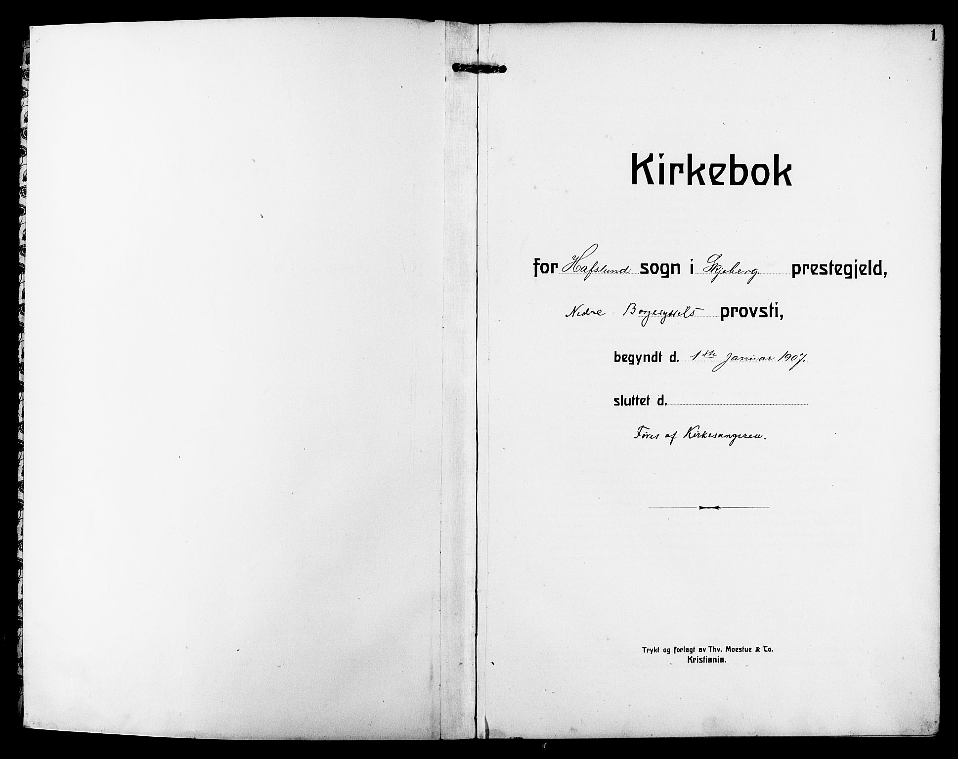 Skjeberg prestekontor Kirkebøker, SAO/A-10923/G/Gd/L0001: Klokkerbok nr. IV 1, 1907-1917, s. 1