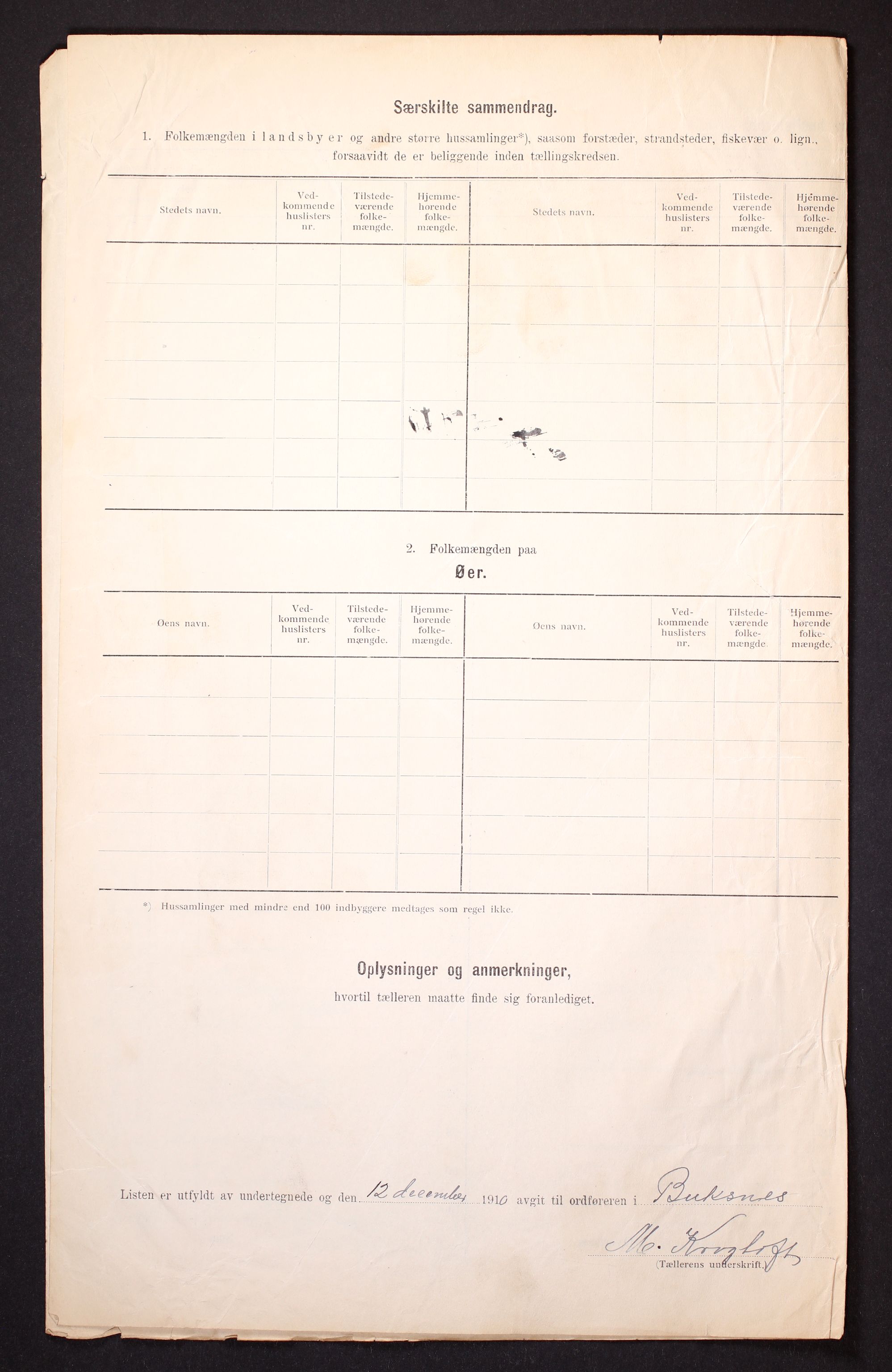 RA, Folketelling 1910 for 1860 Buksnes herred, 1910, s. 6