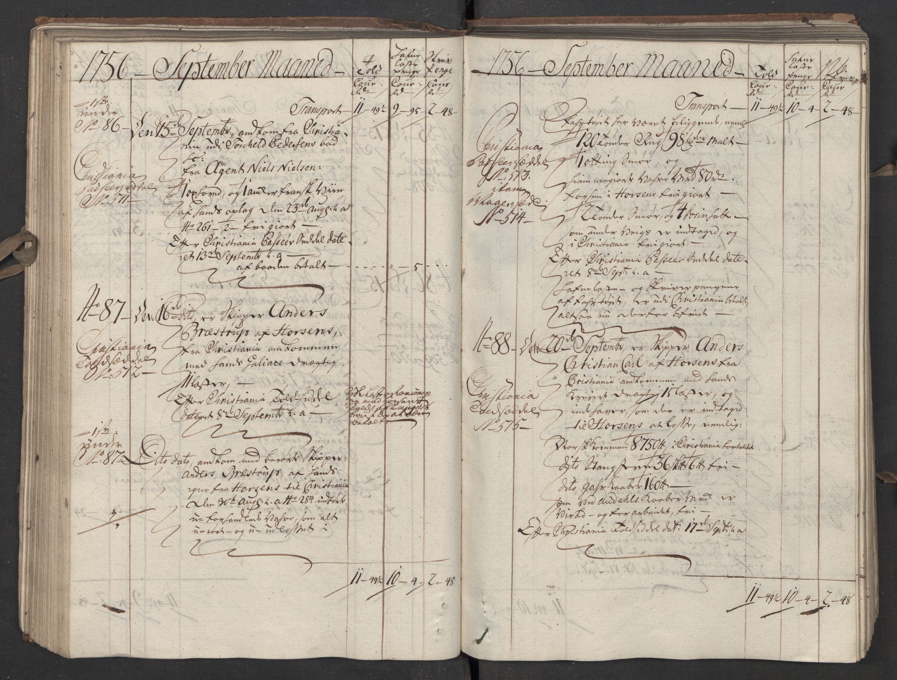 Generaltollkammeret, tollregnskaper, AV/RA-EA-5490/R05/L0026/0001: Tollregnskaper Moss, Son, Krokstad / Inngående hovedtollbok, 1756, s. 126