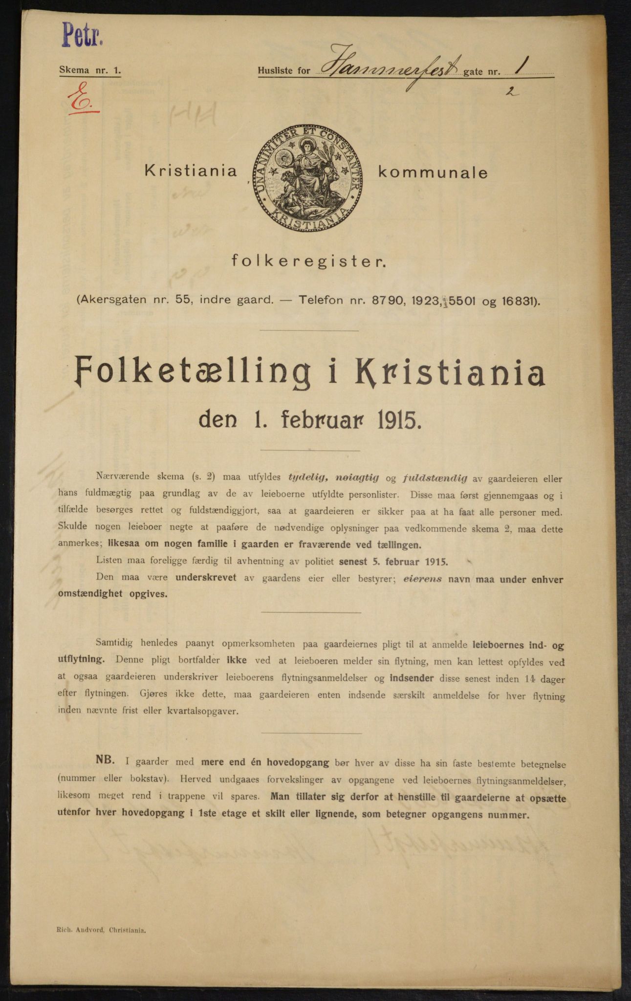 OBA, Kommunal folketelling 1.2.1915 for Kristiania, 1915, s. 33823