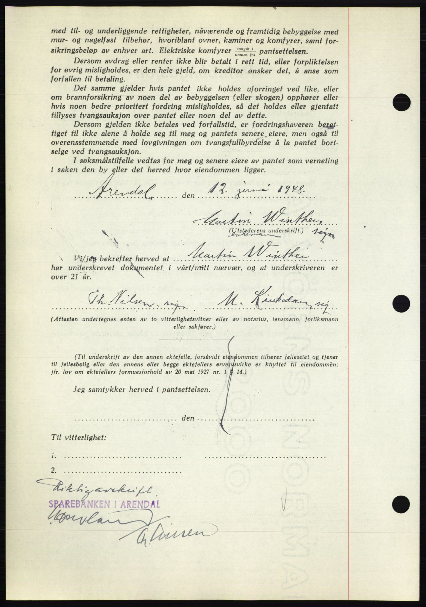 Nedenes sorenskriveri, AV/SAK-1221-0006/G/Gb/Gbb/L0005: Pantebok nr. B5, 1948-1948, Dagboknr: 894/1948