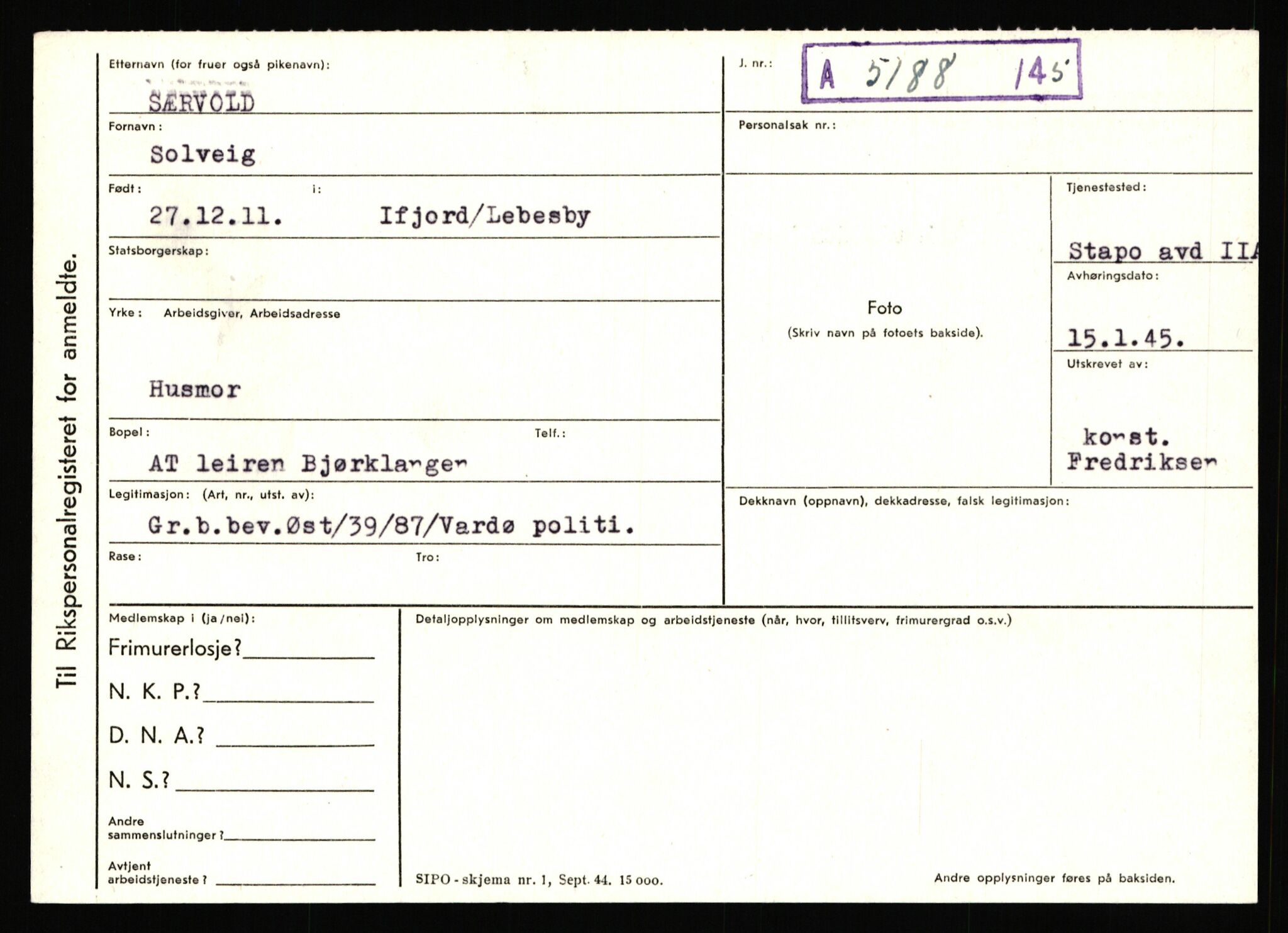 Statspolitiet - Hovedkontoret / Osloavdelingen, AV/RA-S-1329/C/Ca/L0015: Svea - Tøsse, 1943-1945, s. 965