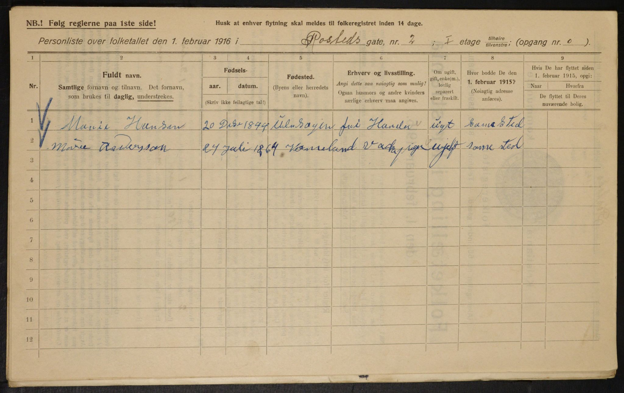 OBA, Kommunal folketelling 1.2.1916 for Kristiania, 1916, s. 86371