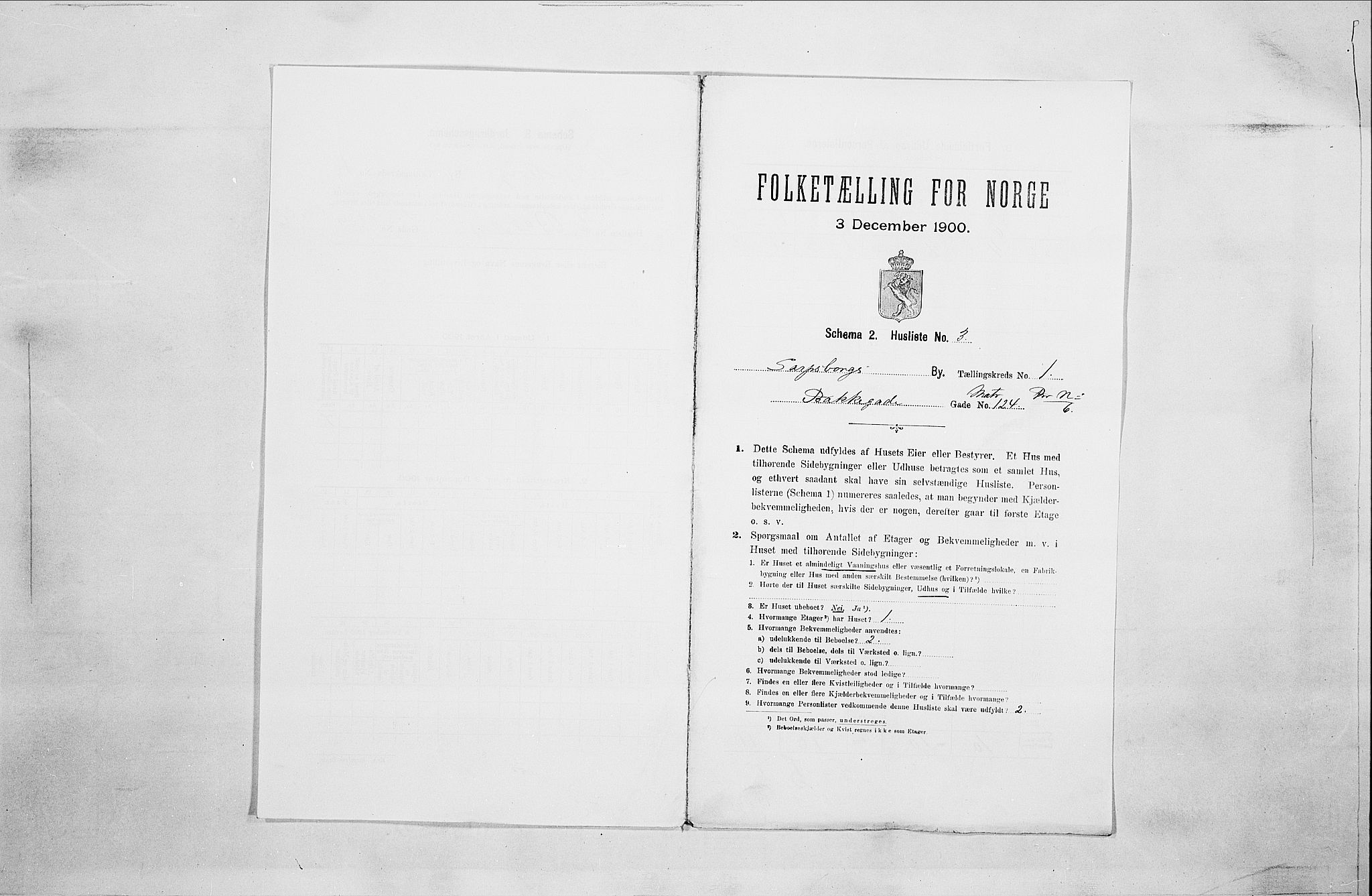 SAO, Folketelling 1900 for 0102 Sarpsborg kjøpstad, 1900