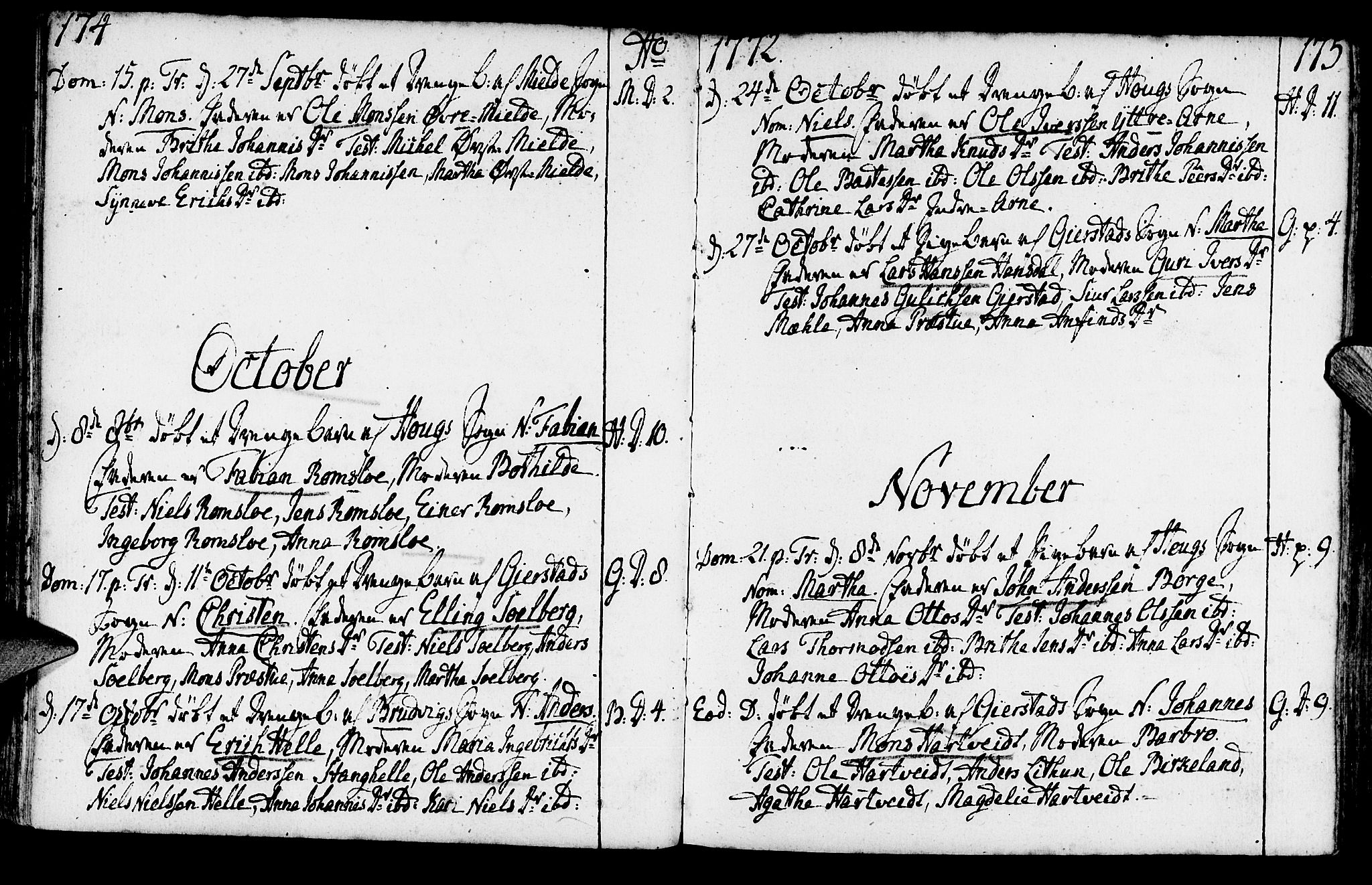 Haus sokneprestembete, SAB/A-75601/H/Haa: Ministerialbok nr. A 9, 1767-1781, s. 174-175