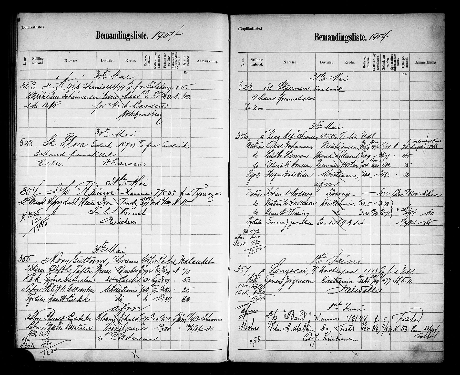 Oslo mønstringskontor, SAO/A-10569g/G/Ga/L0008: Mønstringsjournal, 1903-1904, s. 192