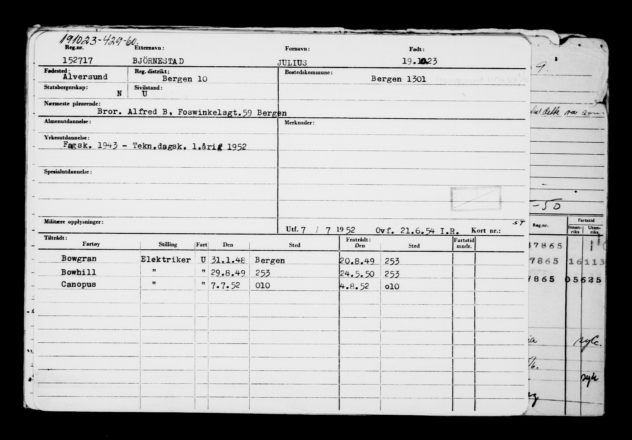 Direktoratet for sjømenn, AV/RA-S-3545/G/Gb/L0224: Hovedkort, 1923, s. 94