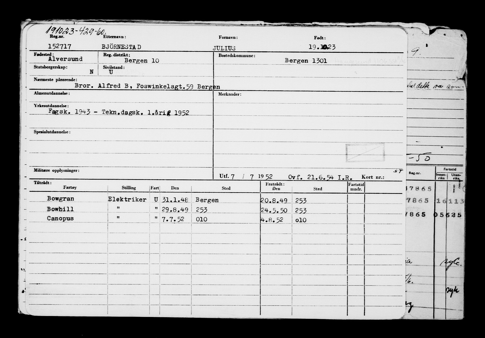 Direktoratet for sjømenn, RA/S-3545/G/Gb/L0224: Hovedkort, 1923, s. 94