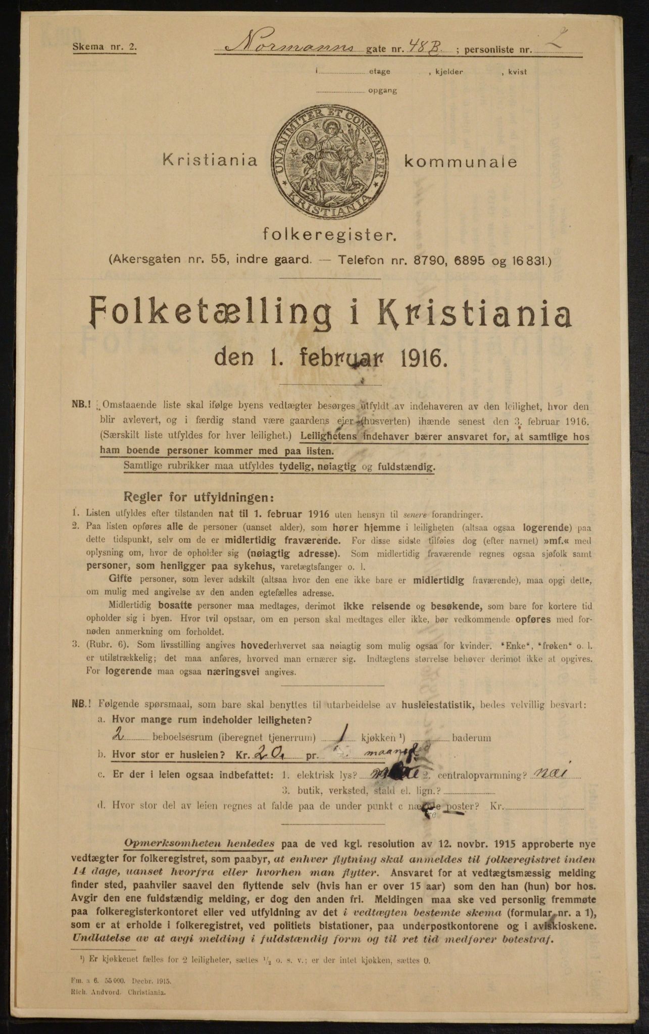 OBA, Kommunal folketelling 1.2.1916 for Kristiania, 1916, s. 75676