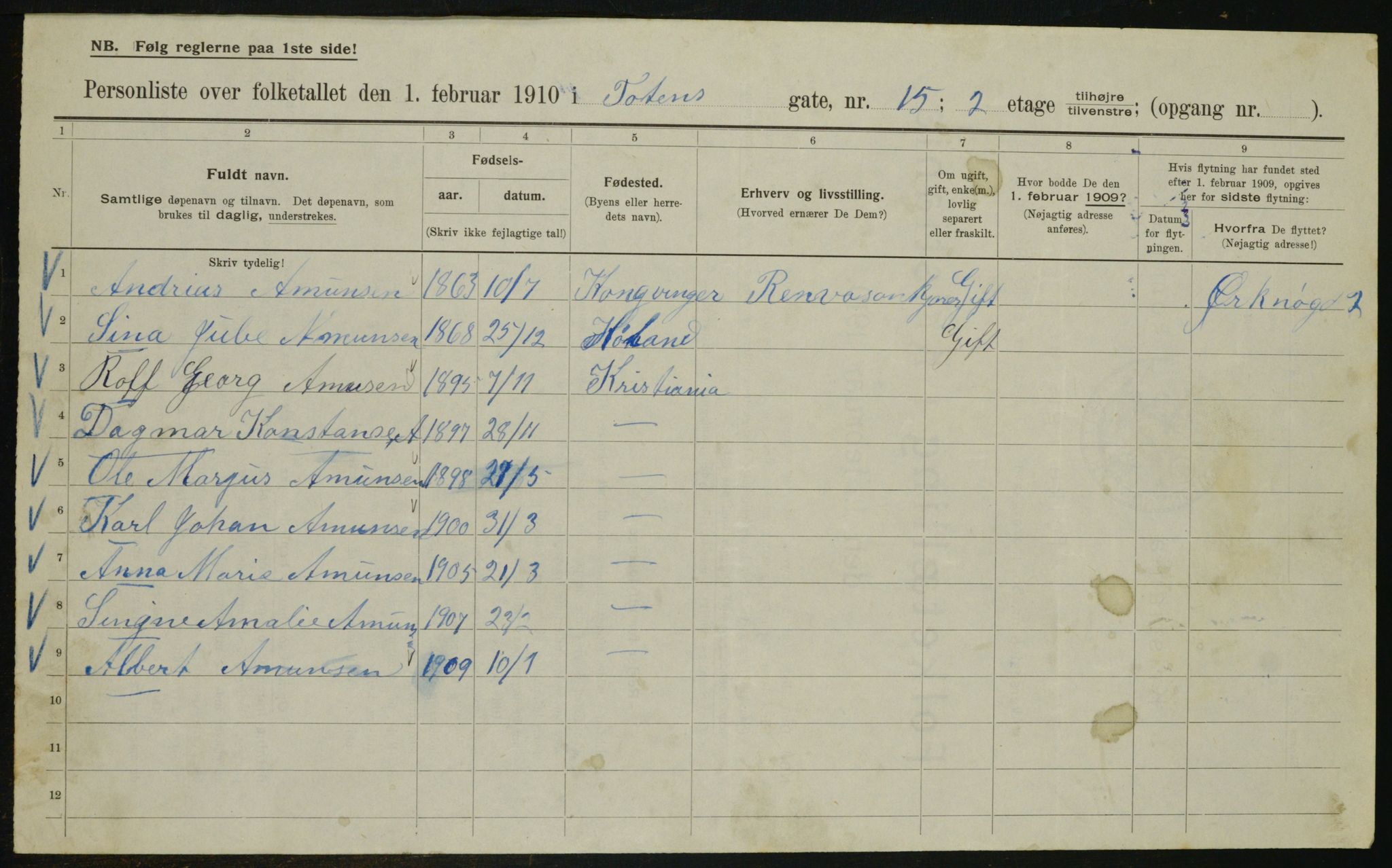 OBA, Kommunal folketelling 1.2.1910 for Kristiania, 1910, s. 109688