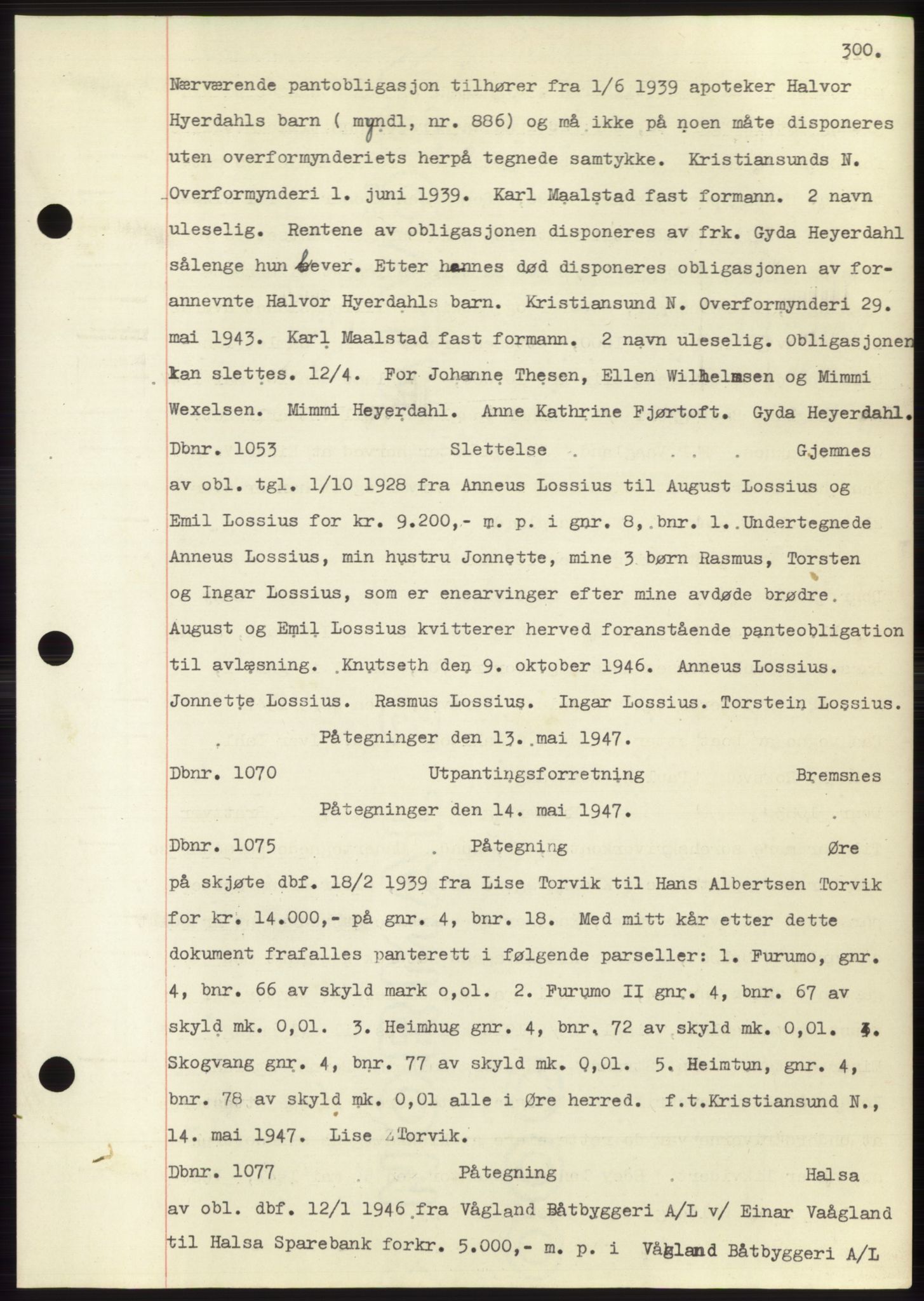 Nordmøre sorenskriveri, SAT/A-4132/1/2/2Ca: Pantebok nr. C82b, 1946-1951, Dagboknr: 1053/1947