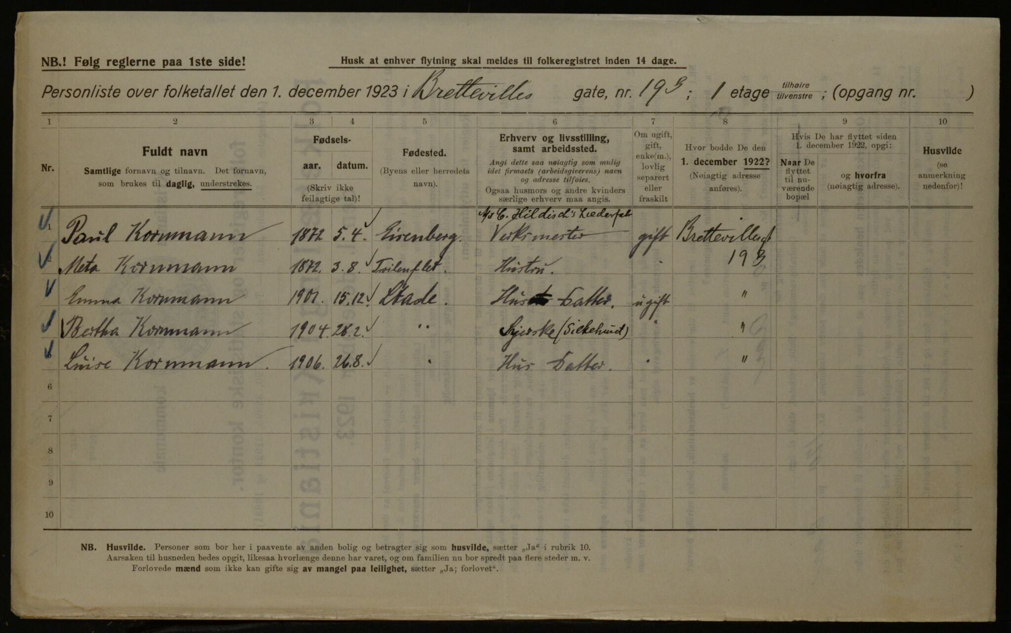 OBA, Kommunal folketelling 1.12.1923 for Kristiania, 1923, s. 9800