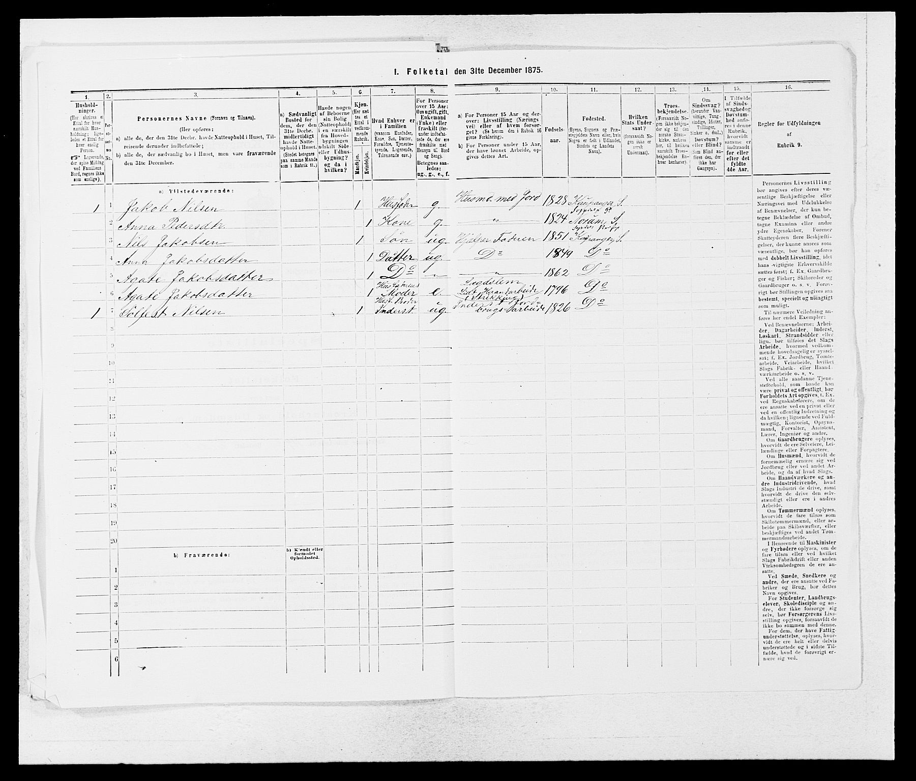 SAB, Folketelling 1875 for 1420P Sogndal prestegjeld, 1875, s. 203