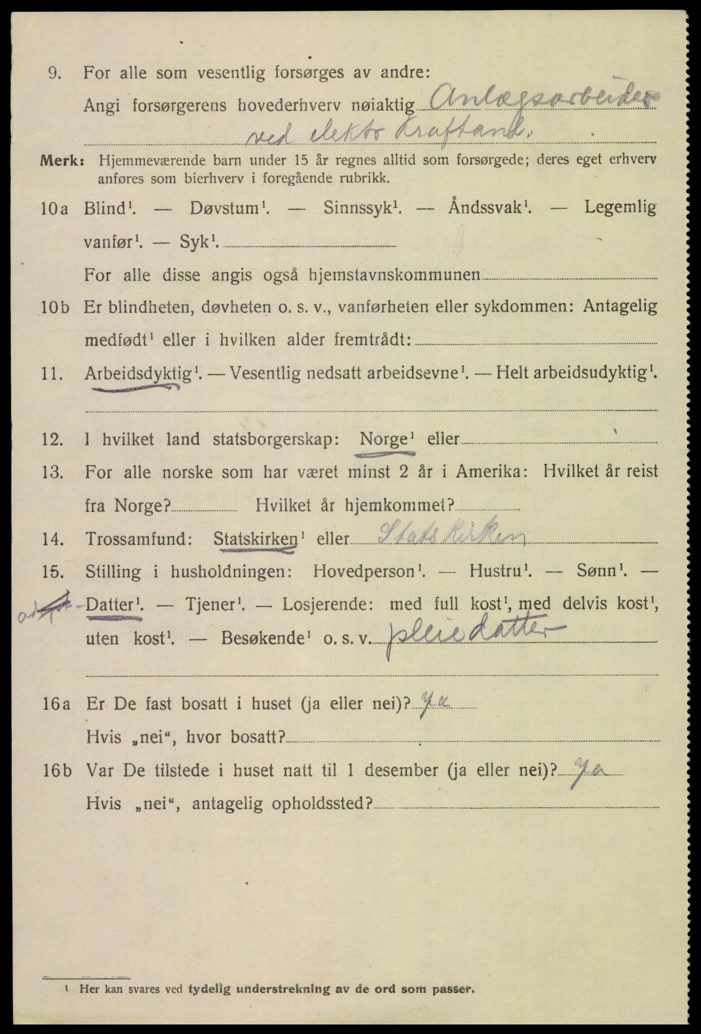 SAK, Folketelling 1920 for 1002 Mandal ladested, 1920, s. 7320