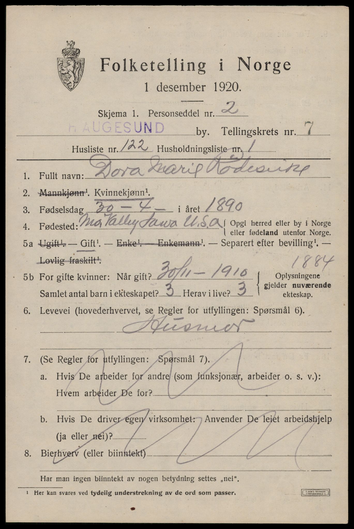 SAST, Folketelling 1920 for 1106 Haugesund kjøpstad, 1920, s. 27199