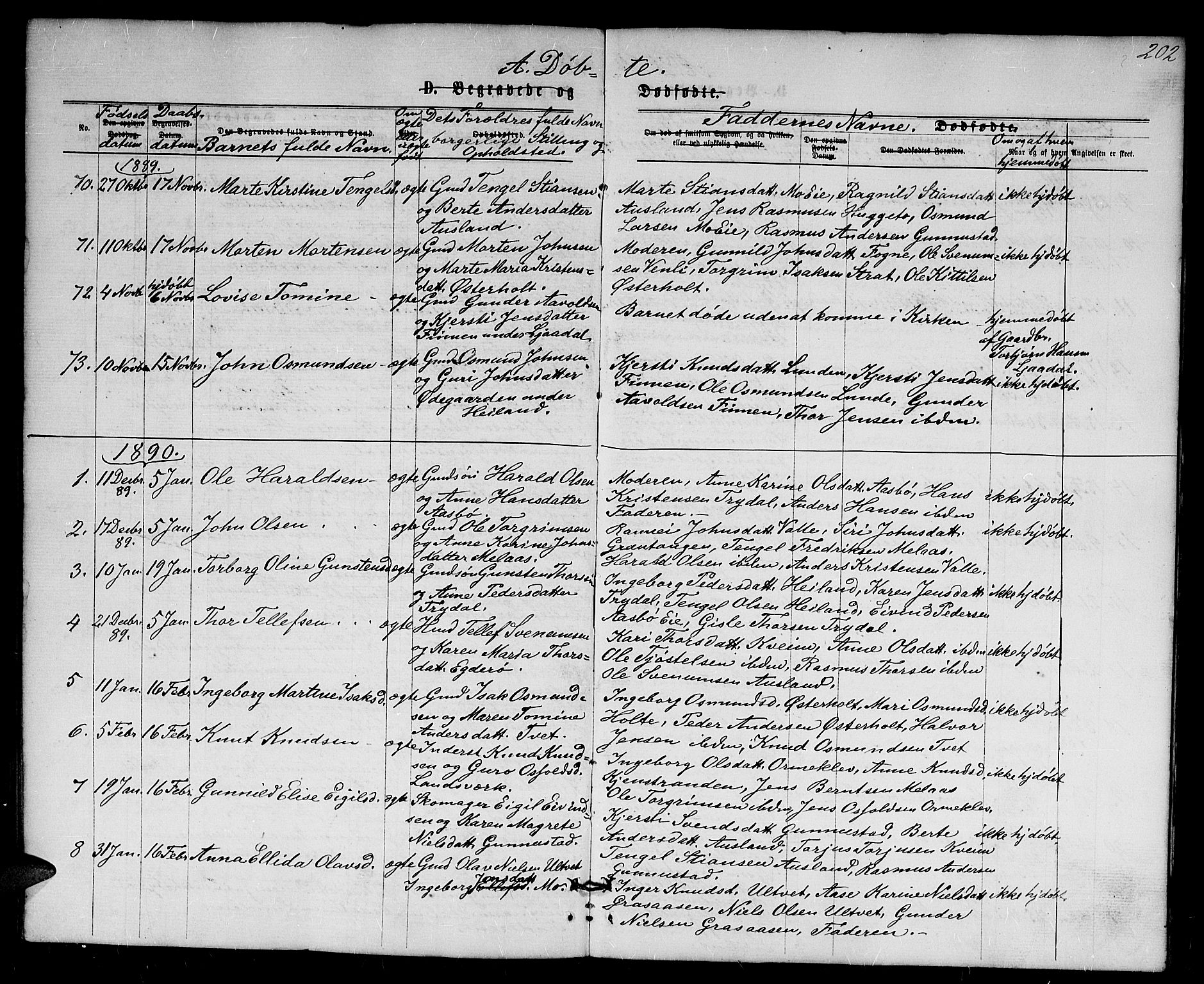 Gjerstad sokneprestkontor, SAK/1111-0014/F/Fb/Fba/L0006: Klokkerbok nr. B 6, 1868-1890, s. 202