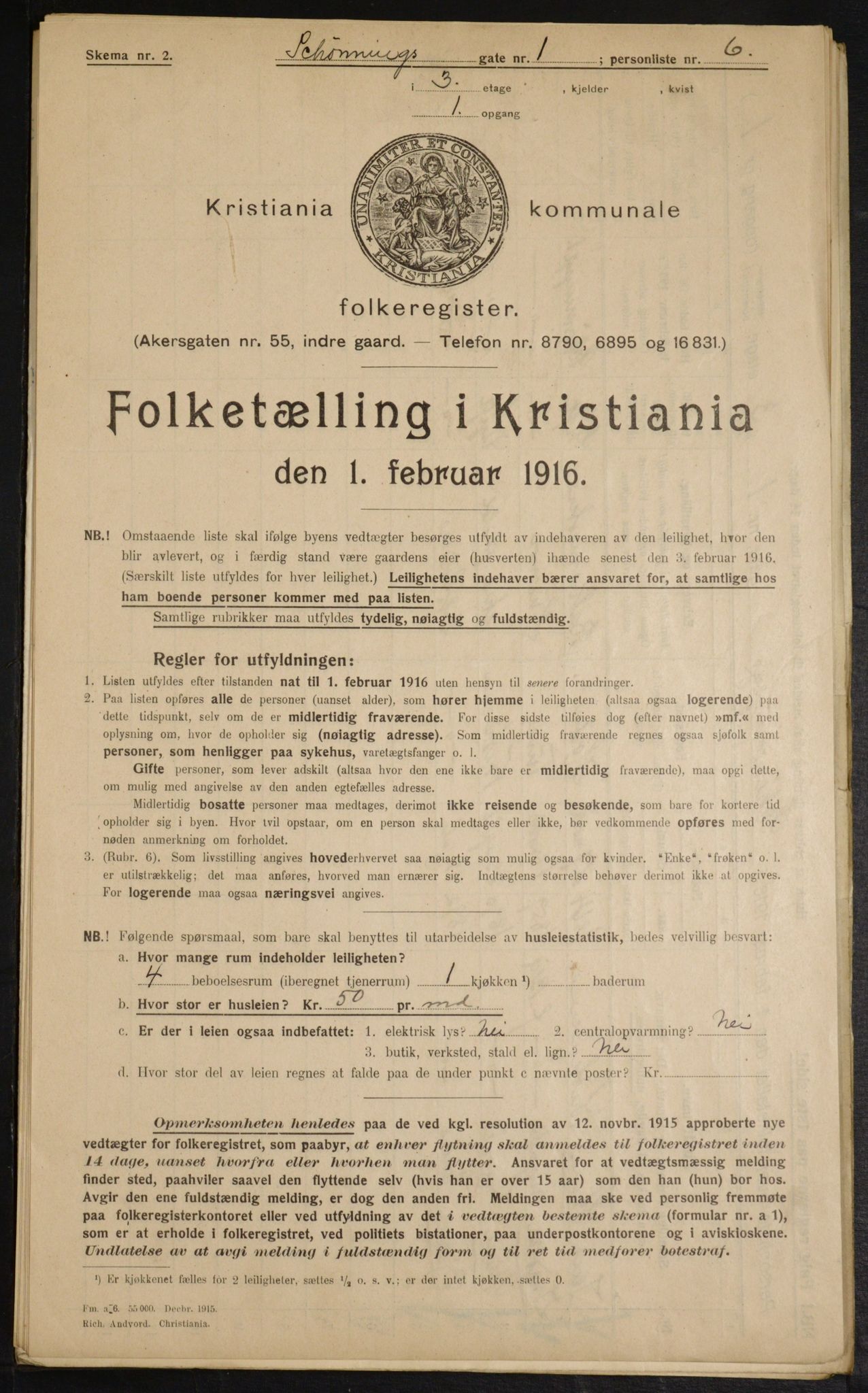 OBA, Kommunal folketelling 1.2.1916 for Kristiania, 1916, s. 95611