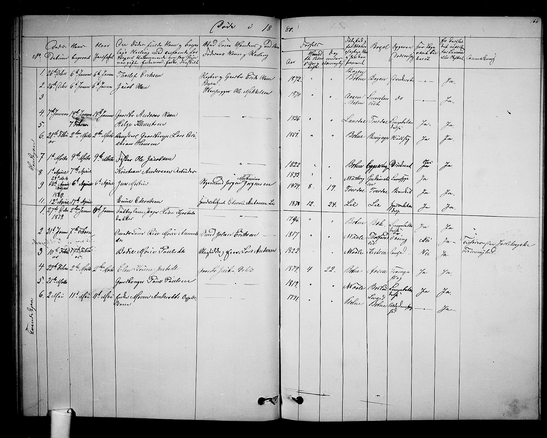Botne kirkebøker, AV/SAKO-A-340/G/Ga/L0002: Klokkerbok nr. I 2, 1867-1880, s. 166