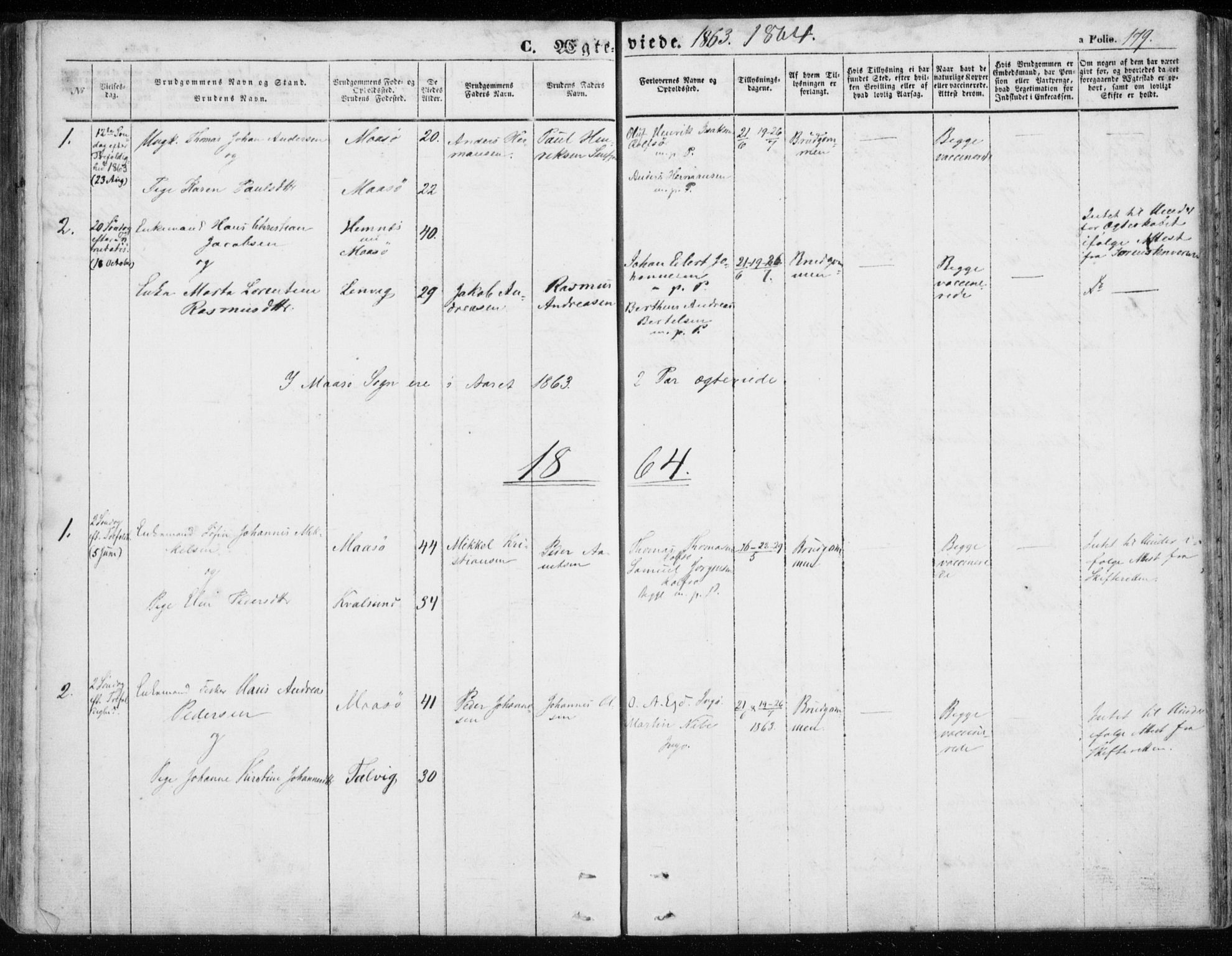 Måsøy sokneprestkontor, AV/SATØ-S-1348/H/Ha/L0002kirke: Ministerialbok nr. 2, 1852-1865, s. 179