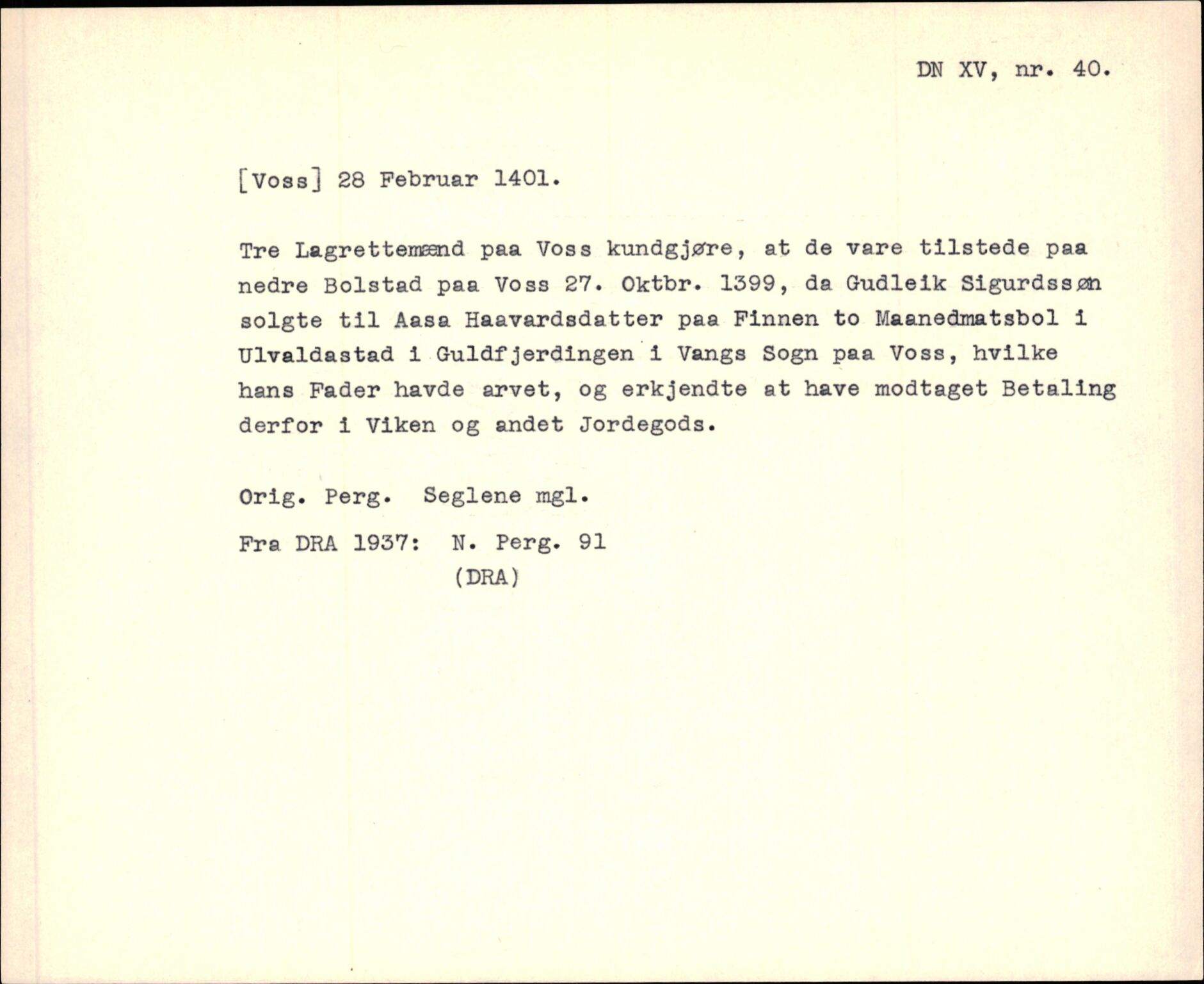 Riksarkivets diplomsamling, AV/RA-EA-5965/F35/F35f/L0003: Regestsedler: Diplomer fra DRA 1937 og 1996, s. 213