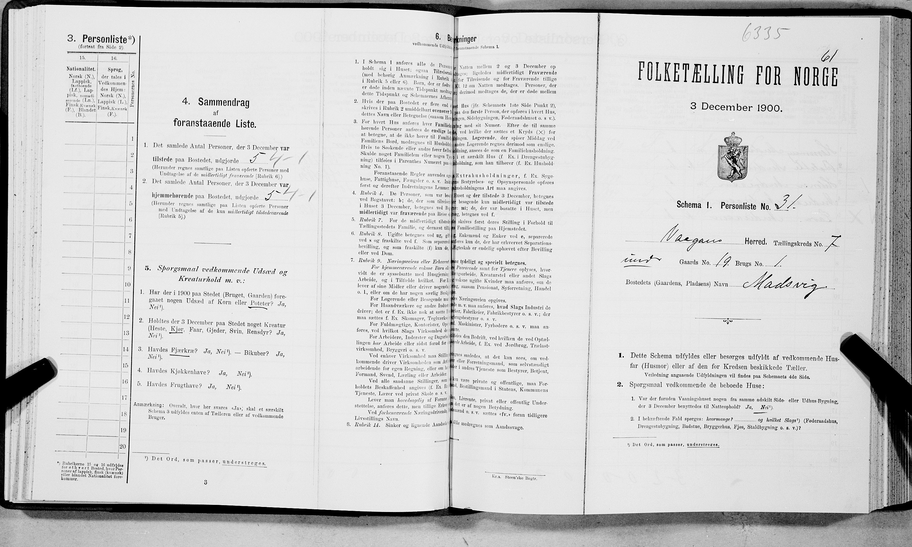SAT, Folketelling 1900 for 1865 Vågan herred, 1900, s. 959