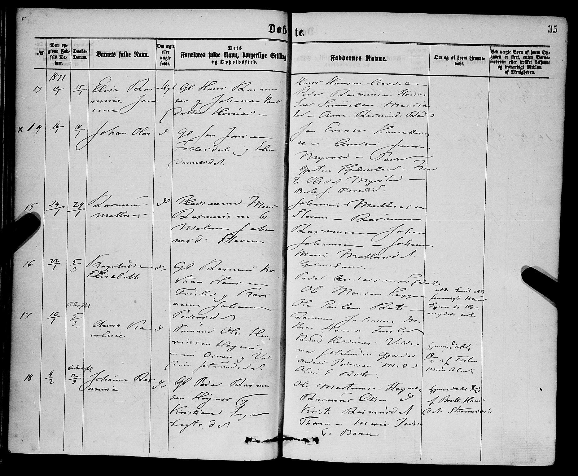 Eid sokneprestembete, AV/SAB-A-82301/H/Haa/Haaa/L0010: Ministerialbok nr. A 10, 1867-1878, s. 35