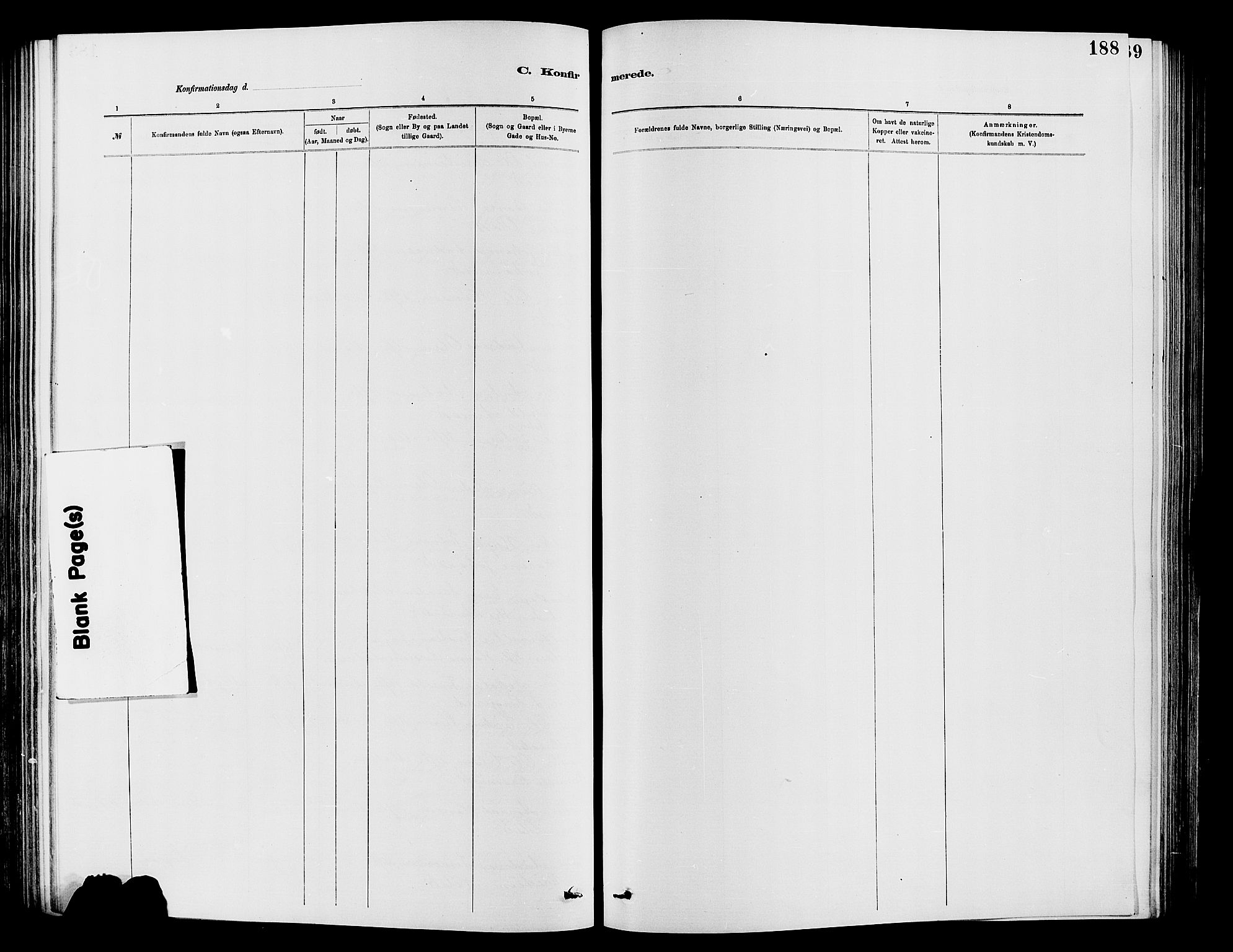 Vardal prestekontor, SAH/PREST-100/H/Ha/Hab/L0007: Klokkerbok nr. 7 /1, 1881-1895, s. 188