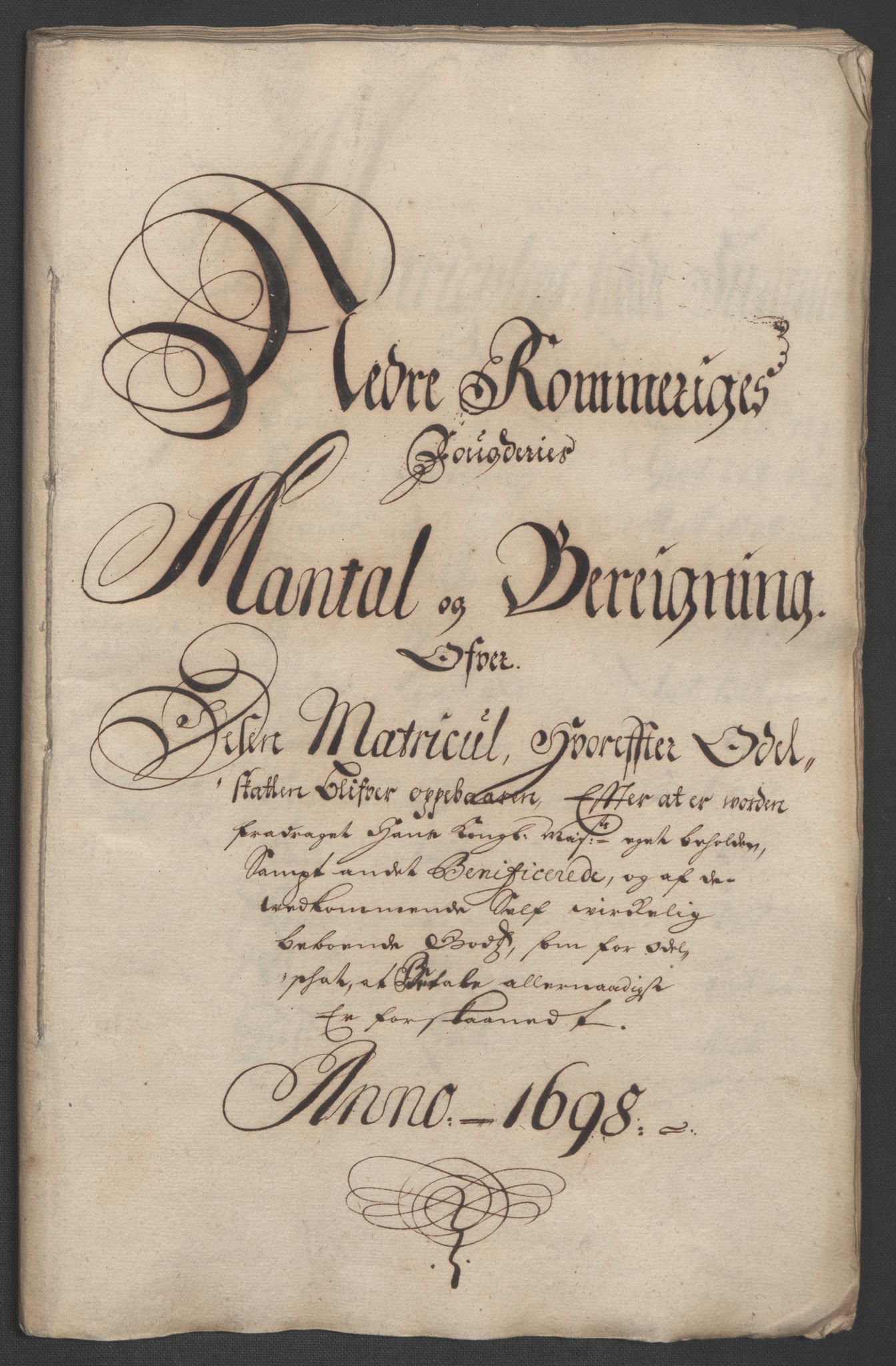 Rentekammeret inntil 1814, Reviderte regnskaper, Fogderegnskap, RA/EA-4092/R11/L0581: Fogderegnskap Nedre Romerike, 1698, s. 126