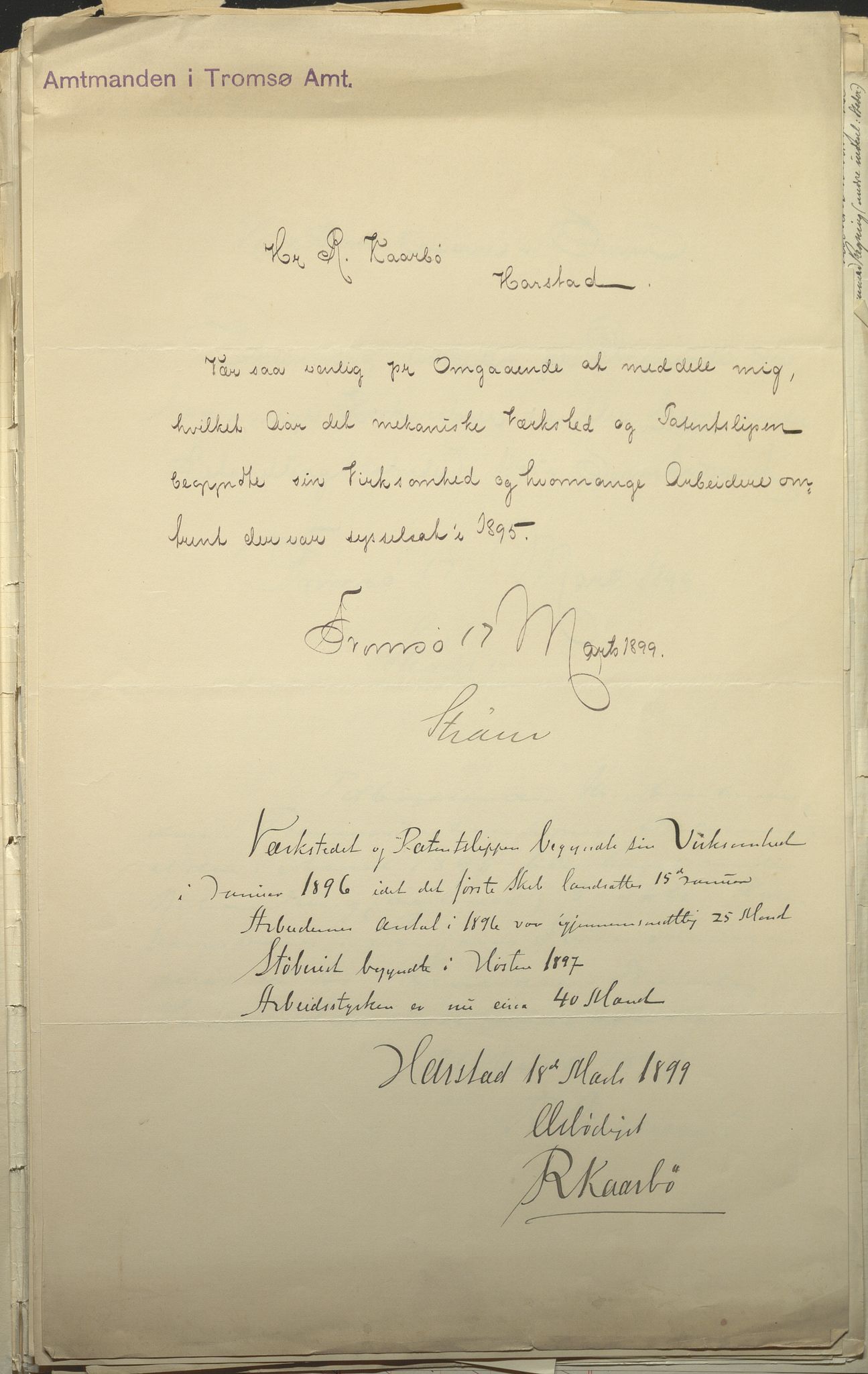 Fylkesmannen i Troms, SATØ/S-0001/A7.25.1/L2072: Femårsberetninger, 1891-1900, s. 33